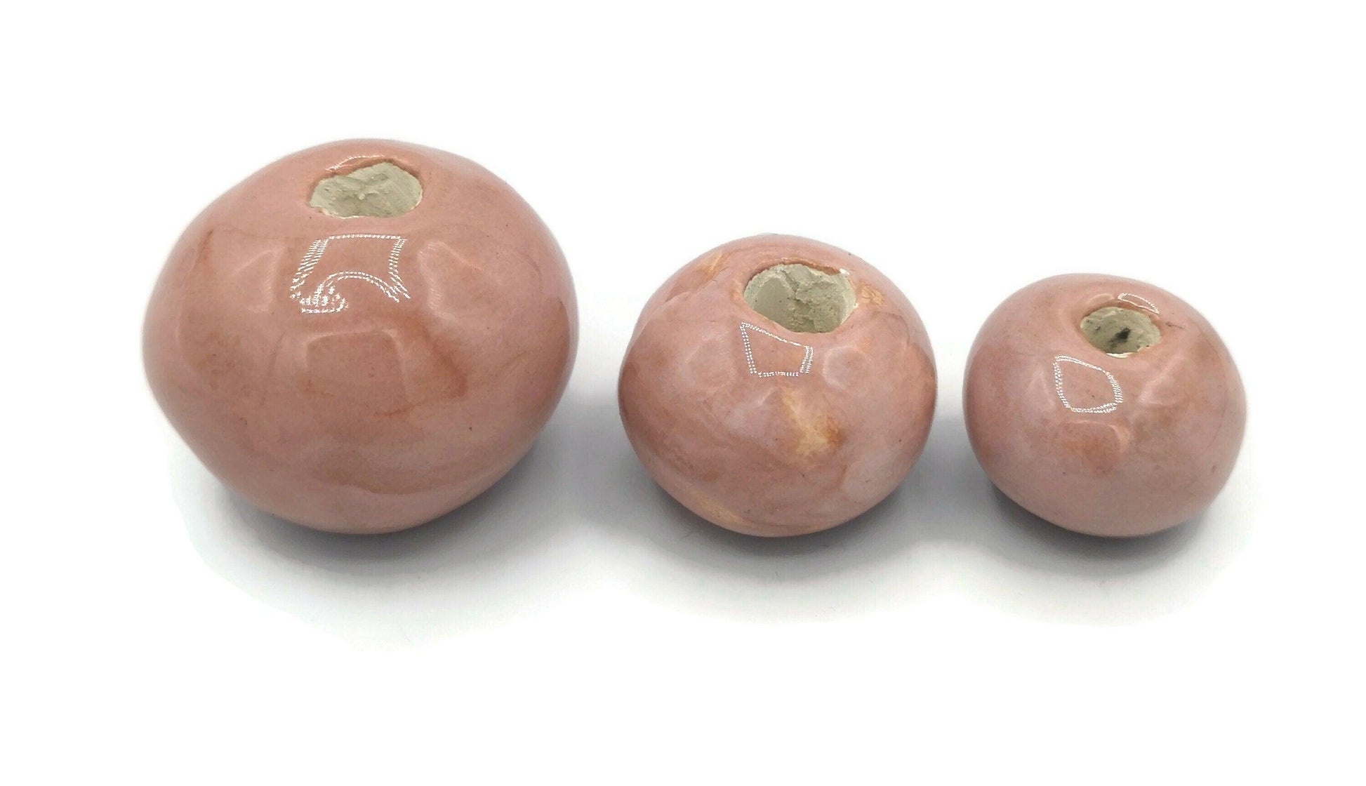 1 Pc Coral Pink Handmade Ceramic Beads Large Hole, Clay Beads For Macrame Or Jewelry Making, Giant Beads - Ceramica Ana Rafael