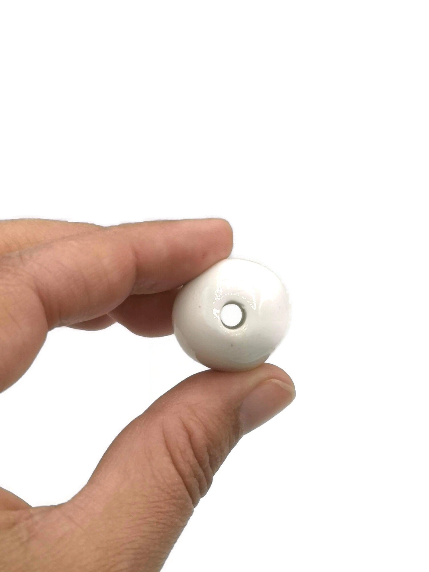 5 Pc 20mm Handmade Ceramic Beads For Jewelry Making, Large Hole Macrame Beads, Unique Clay Beads Artisan Craft Supplies - Ceramica Ana Rafael