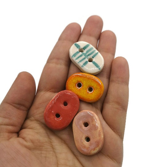 4Pc Oval Sewing Buttons Lot, Cute Big Buttons For Jewelry Making, Best Sellers Sewing Supplies And Notions, Unique Buttons For Crafts - Ceramica Ana Rafael