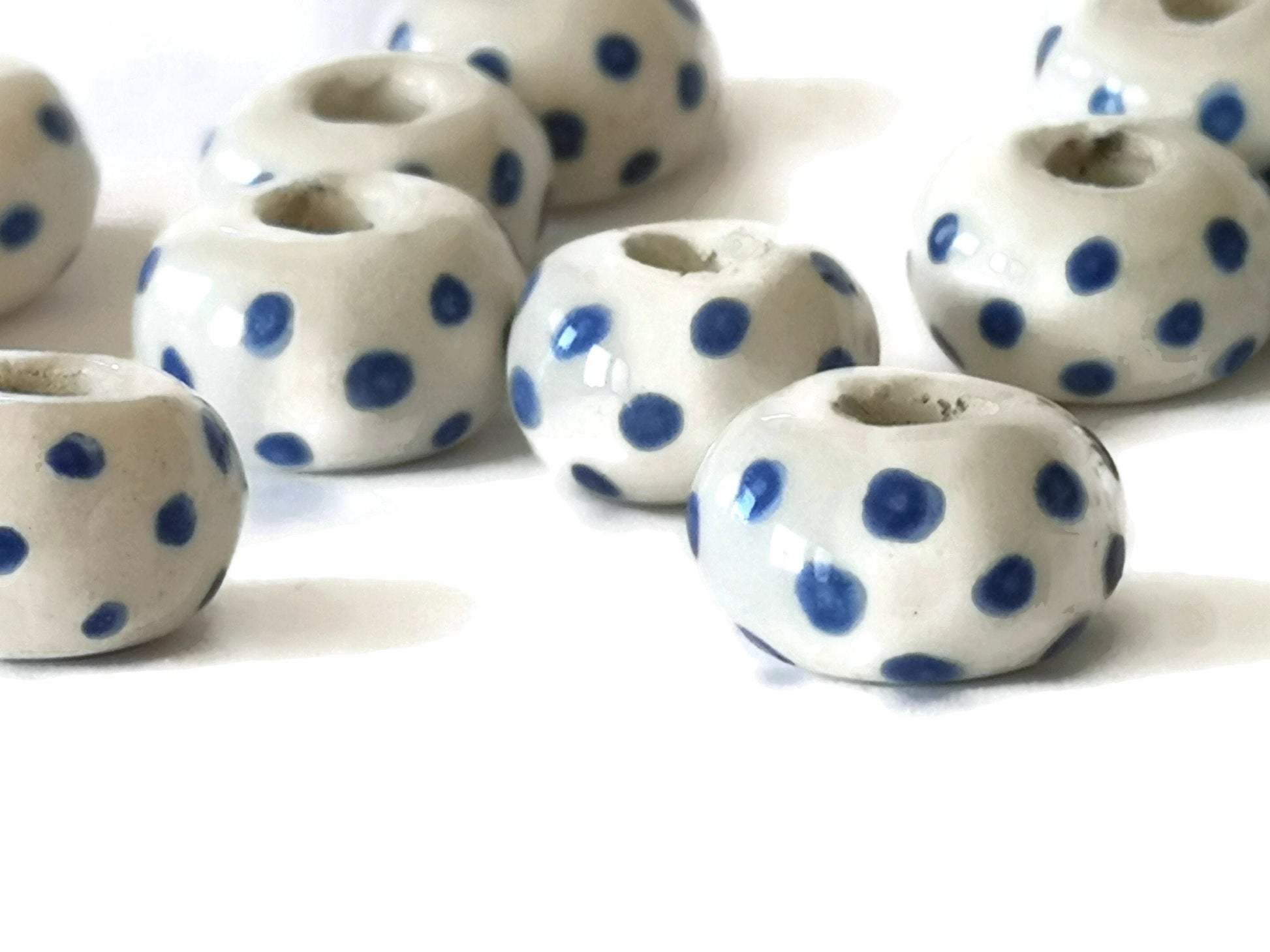 5Pc Large Hole Ceramic Beads, Handmade Macrame Beads for Jewelry Making, Clay Beads, Beard Beads for Hair Braids, Pony Beads, Best Sellers - Ceramica Ana Rafael