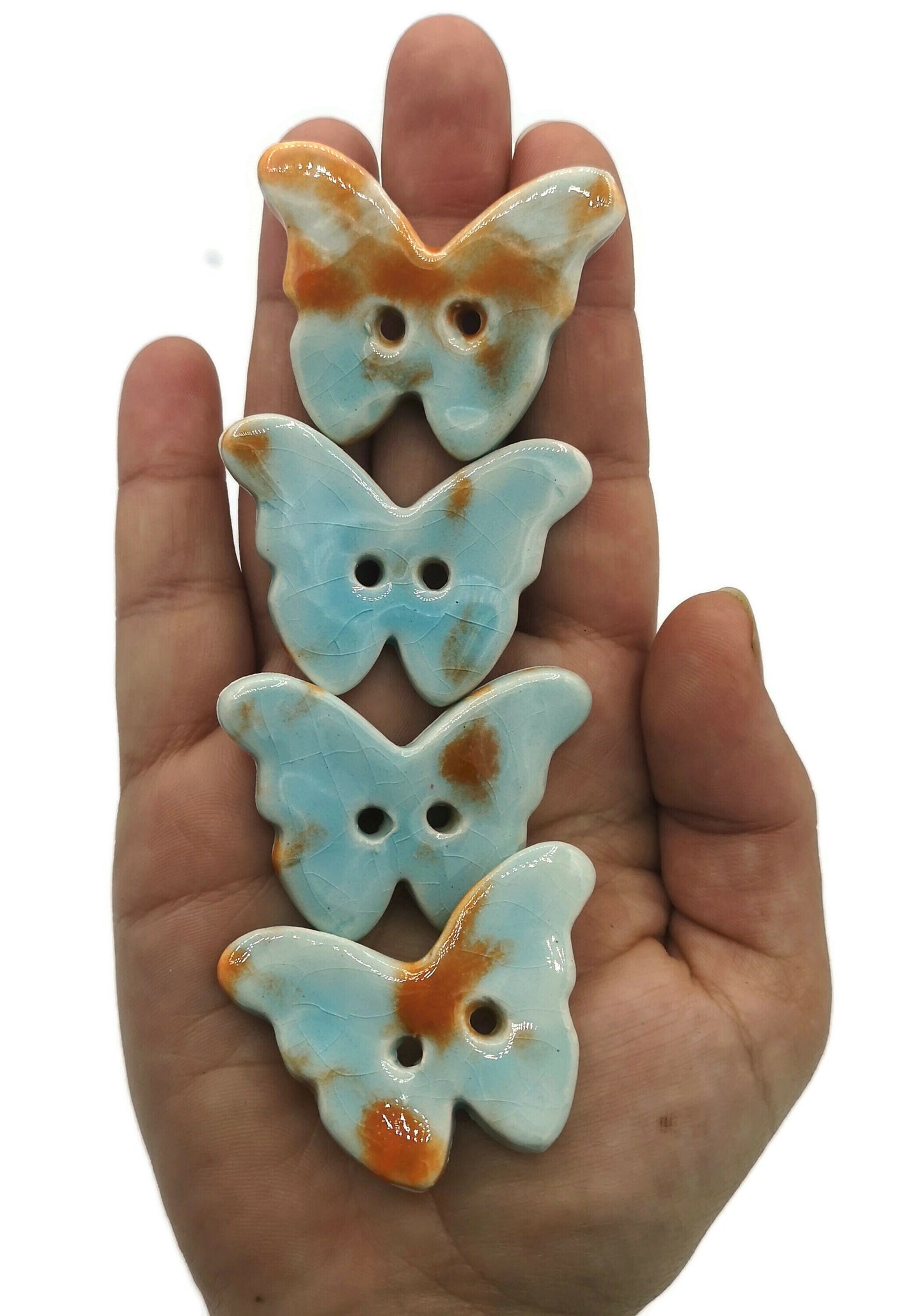 Butterfly Buttons, Cute Buttons, Designer Button, Set of 4 Ceramic Sewing Button For Crafts, Large Fancy Porcelain Buttons Gifts For Her - Ceramica Ana Rafael