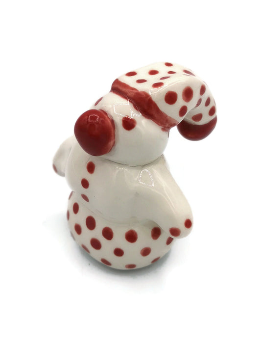 ceramic snowman figurine, Miniature snowman ornament, Gifts For Her Christmas Clearance Items, Best Gifts For Him, Best Sellers - Ceramica Ana Rafael