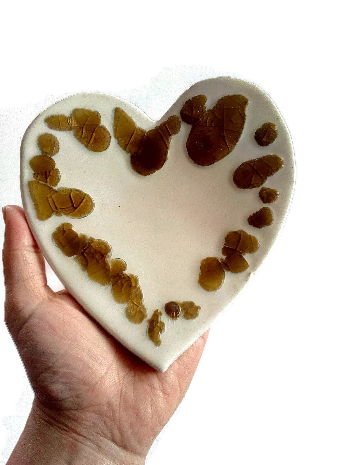 White Handmade Ceramic Heart Ring Holder Dish, Custom Jewelry Dish Best Gifts For Her, Mom Birthday Gift From Daughter, Best Sellers - Ceramica Ana Rafael