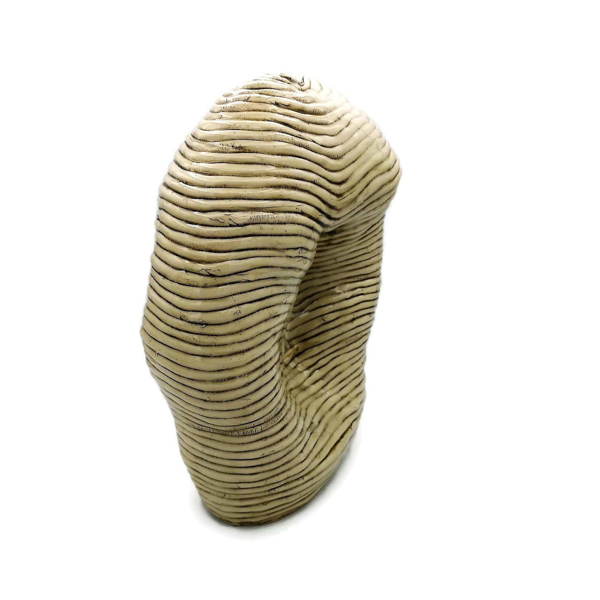 Modern Ceramic Sculpture Hollow Shaped Handmade Contemporary Art, Textured Table Sculpture, Large Floor Vase, Custom Wedding Gift For Couple - Ceramica Ana Rafael