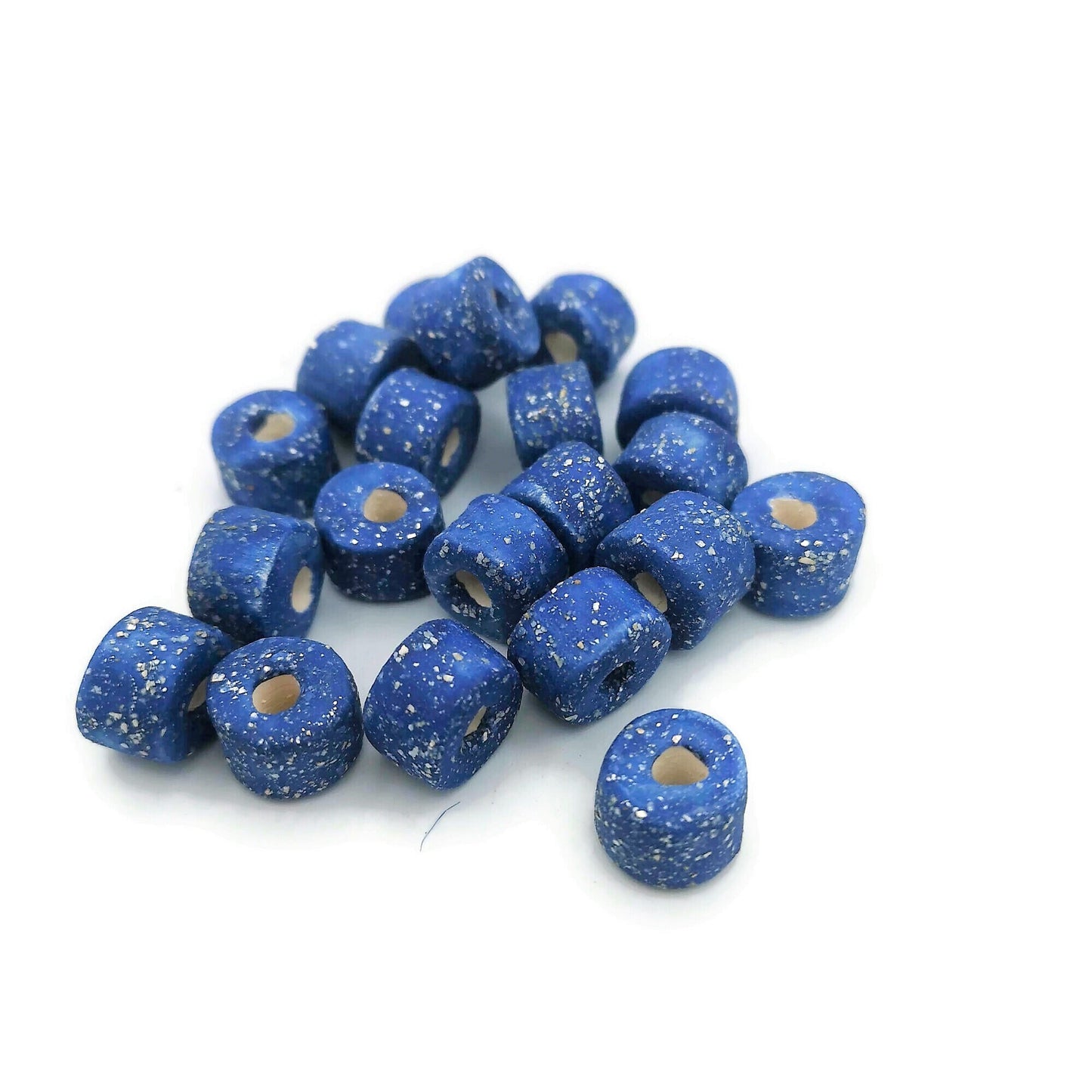 Handmade Ceramic Beads Jewelry Making, 4 Pcs Clay Beads Large Hole, Unique Donut Bead Unusual, Porcelain Dreadlock Beads - Ceramica Ana Rafael