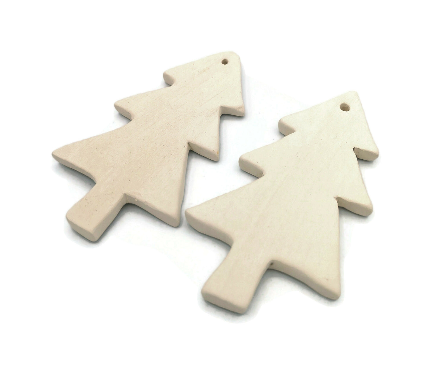 Set Of 2 DIY Ceramic Christmas Tree Ornaments Craft Kit, Unpainted Ceramic Bisque Ready To Paint - Ceramica Ana Rafael