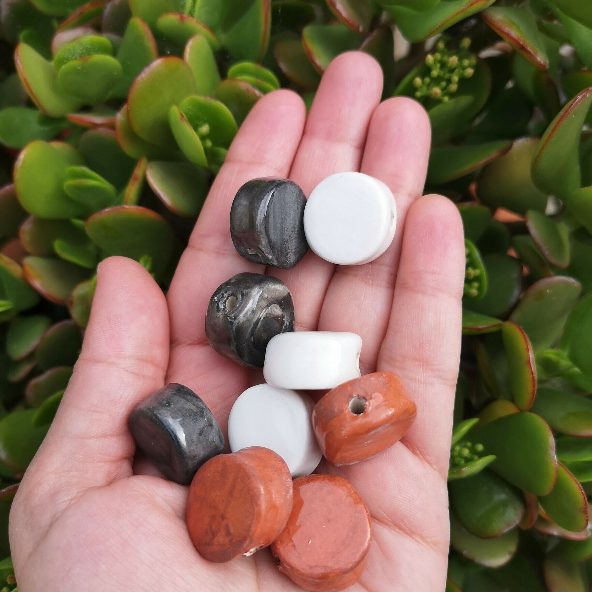 9Pcs 20mm Extra Large Handmade Ceramic Beads for Jewelry Making, Macrame Beads Large Hole 2mm, Artisan Unusual Clay Beads For DIY Crafts - Ceramica Ana Rafael