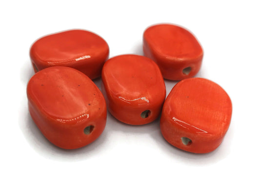 Extra Large Ceramic Beads, Spacer Beads For Jewelry Making, Set Of 5 Oval Shape Decorative Colorful Beads For Crafting - Ceramica Ana Rafael