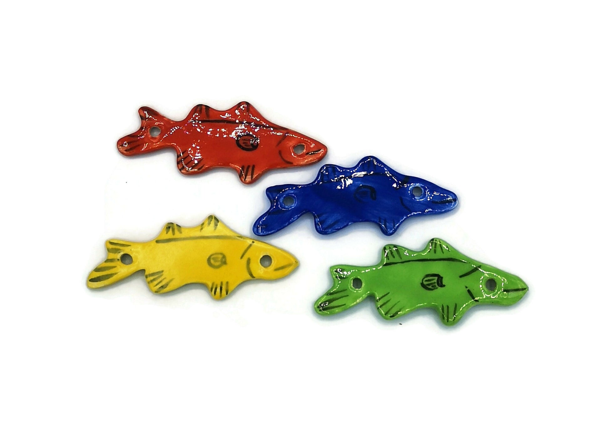 Unique Jewelry Clay Charms For Jewelry Making, olorful Fish Pendant, Handmade Ceramics Pendant Necklace Best Sellers Jewelry Connector - Ceramica Ana Rafael
