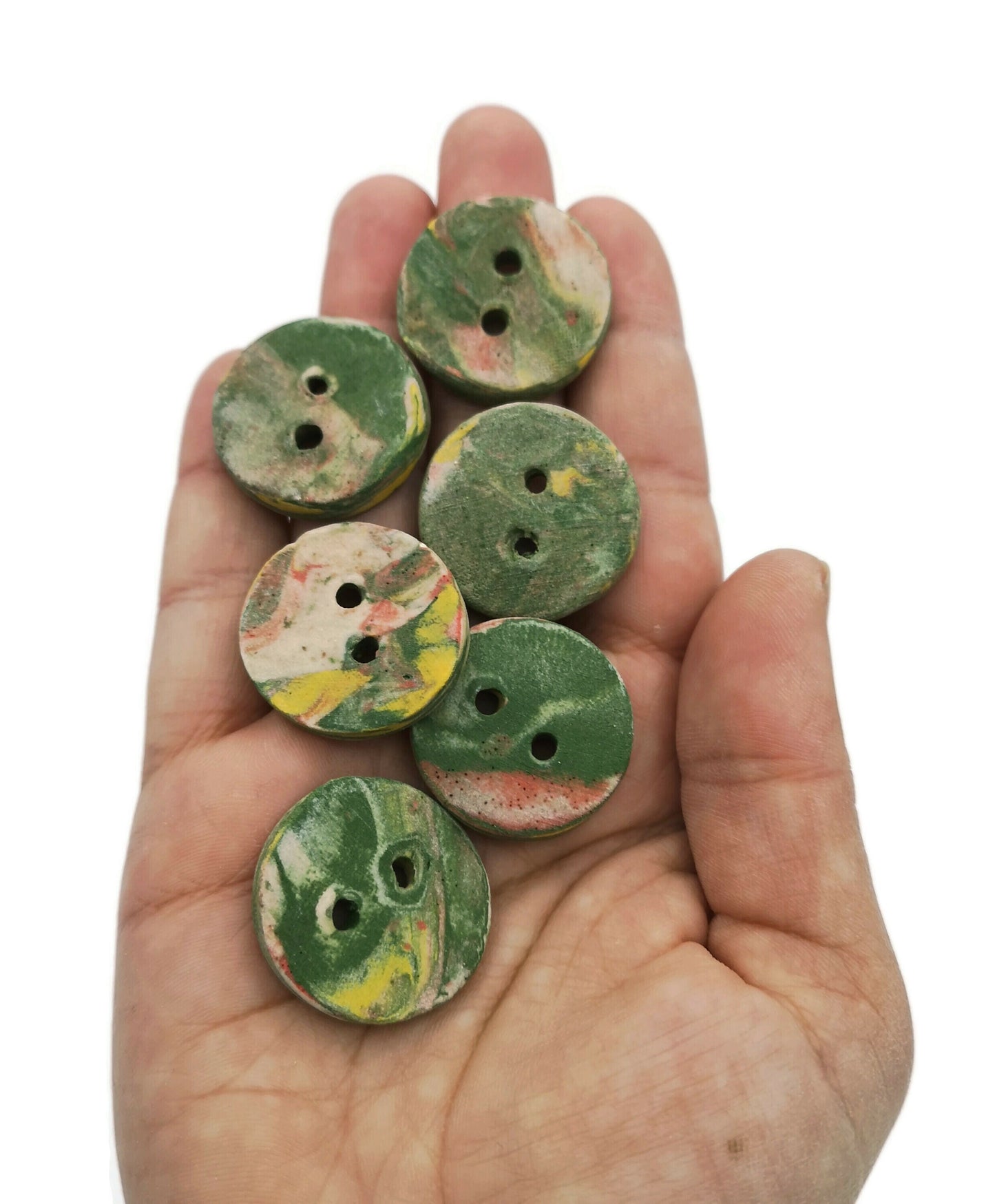 Handmade Ceramic Sewing Buttons Lot Of 6, Novelty Buttons For Crafts, Best Sellers Custom Buttons, Unique Backpack Buttons Cute, Coat Button - Ceramica Ana Rafael