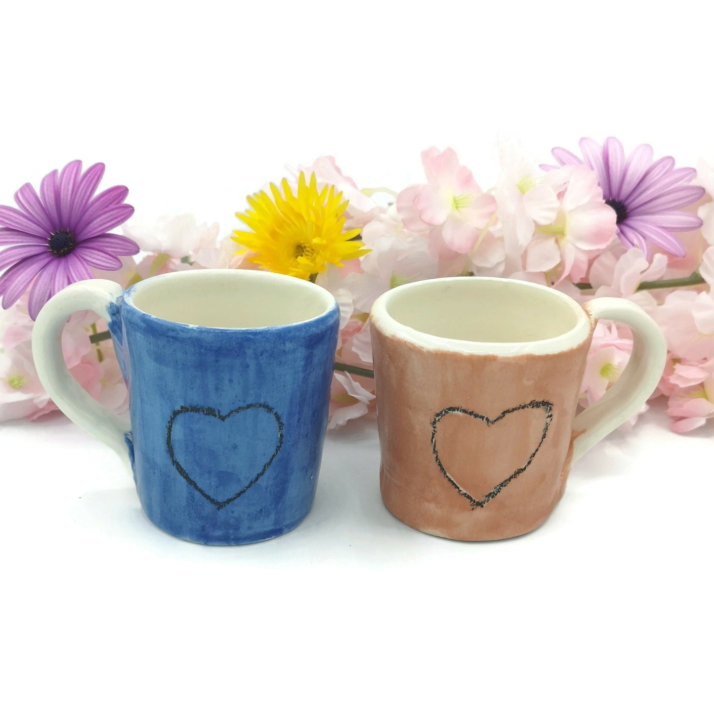 Coffee Mug Set Of 2 Heart Mug, Handmade Ceramic Mug Best Friend Gift, 9 Years Anniversary Gifts For Couple, Pottery Mug - Ceramica Ana Rafael