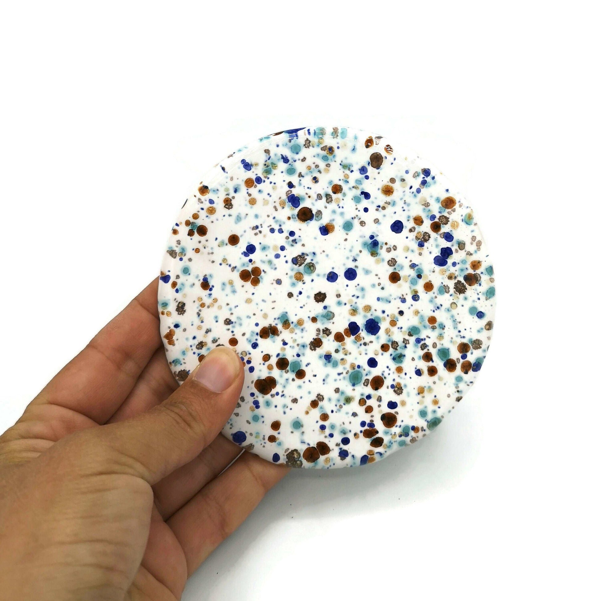 1Pc Large Handmade Ceramic Coasters Round, Funny Office Desk Accessories for Men, Best Gifts For Him, Cute Housewarming Gift First Home