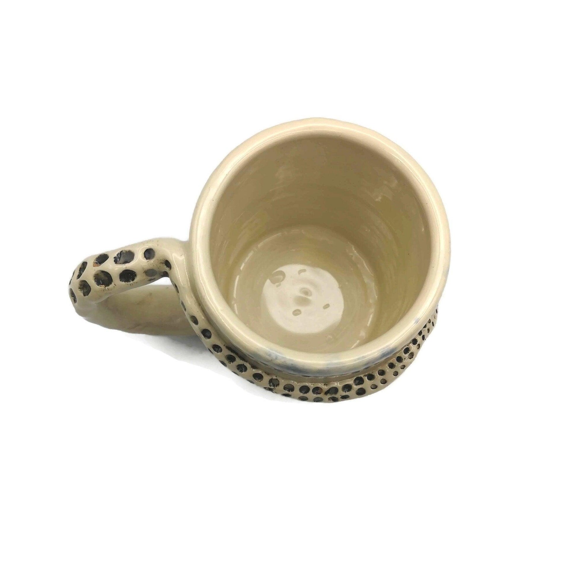 12oz Handmade Ceramic Octopus Mug, Large Ceramic Mug, Coffee Lovers Best Gifts For Him, Funny Stoneware Mug, Tentacle Beach Art For Women - Ceramica Ana Rafael