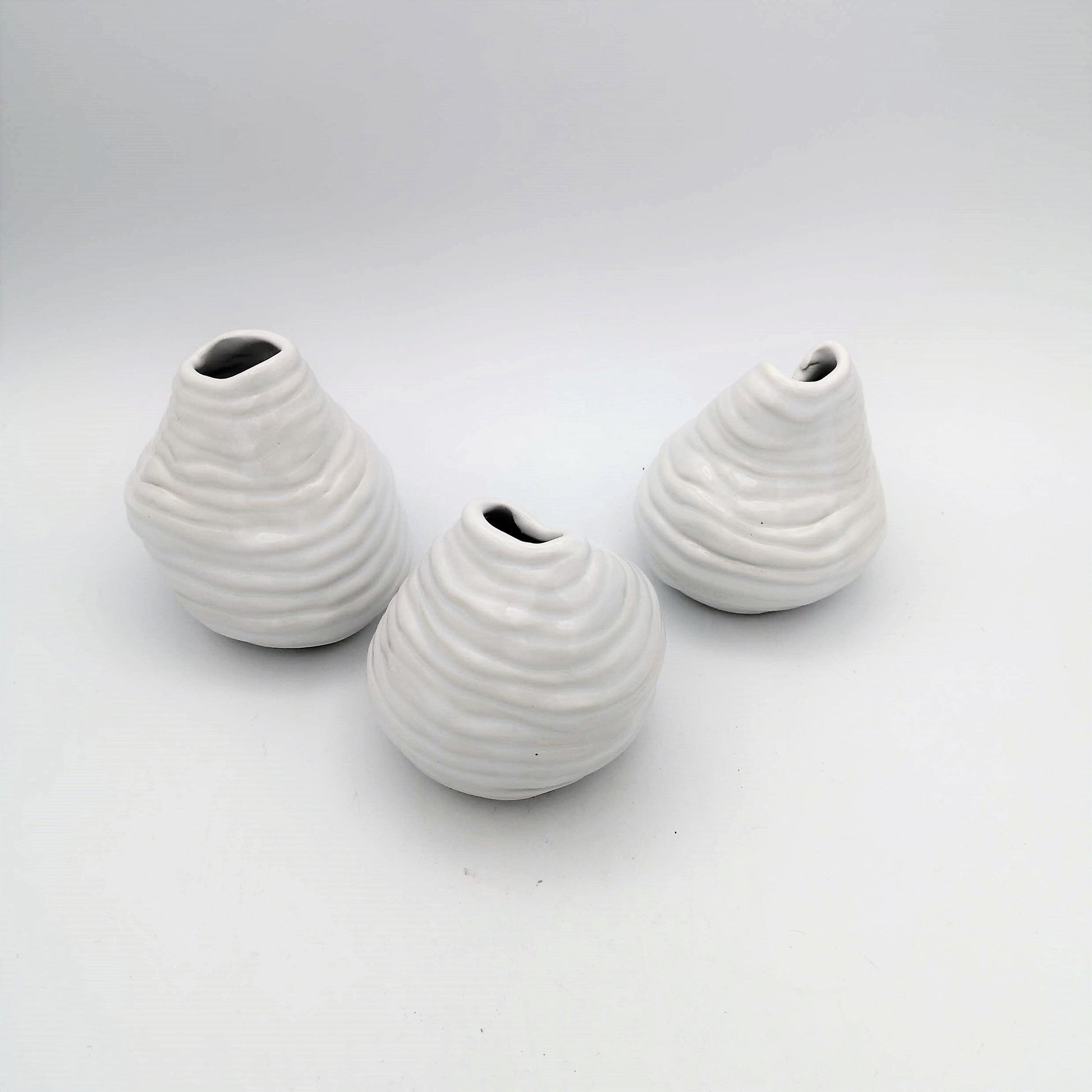 Set of 3 Handmade Ceramic Small Vase Irregular Shaped Pottery Abstract Sculpture Ceramic Vessel Mom Birthday Gift From Daughter - Ceramica Ana Rafael
