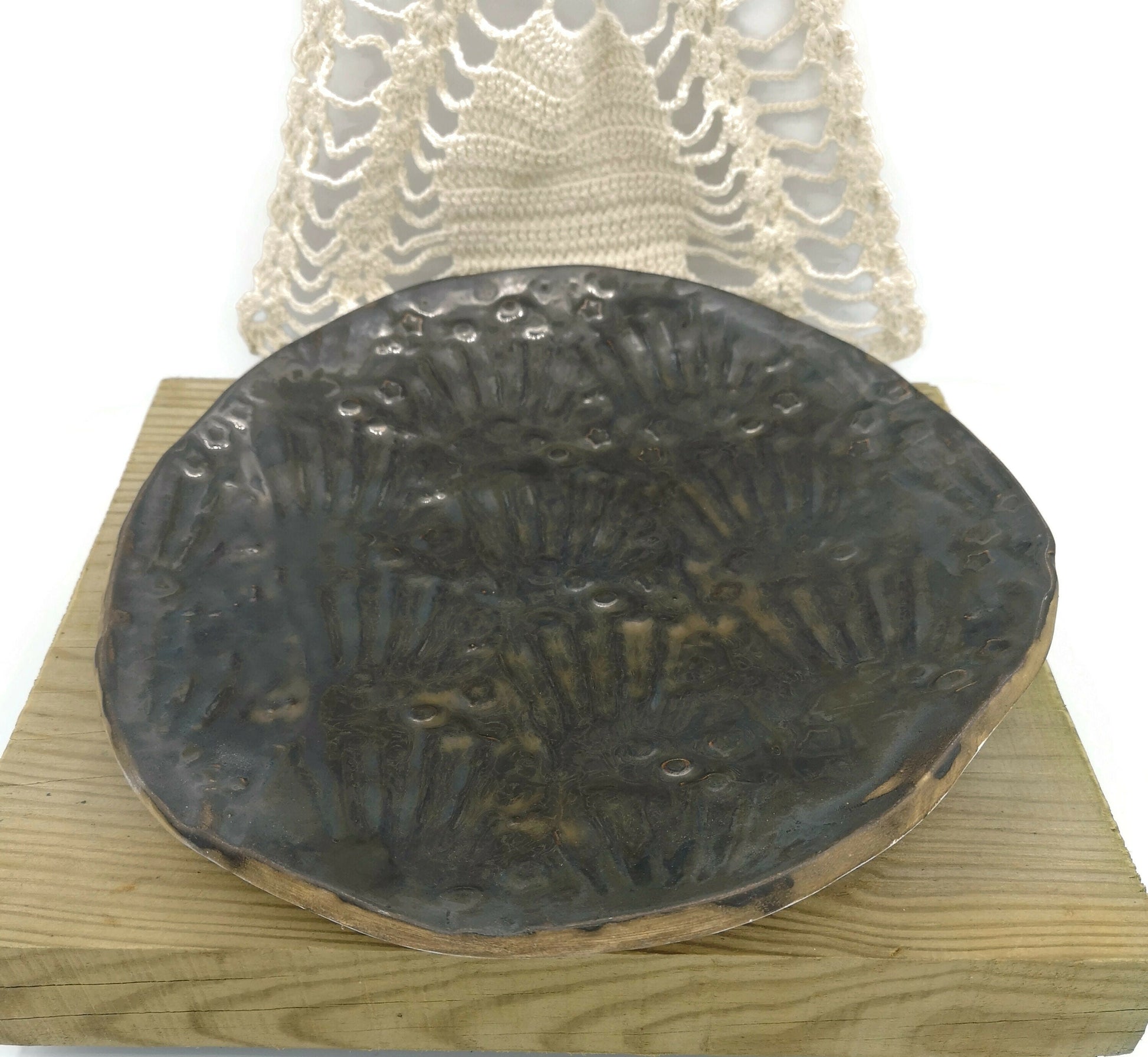 CERAMIC PLATE WALL Decor, Large Serving Plate Dining Room Decor, Unique Dinner Plate, 9th Wedding Anniverssary Gift For Couple, Mom Birthday - Ceramica Ana Rafael