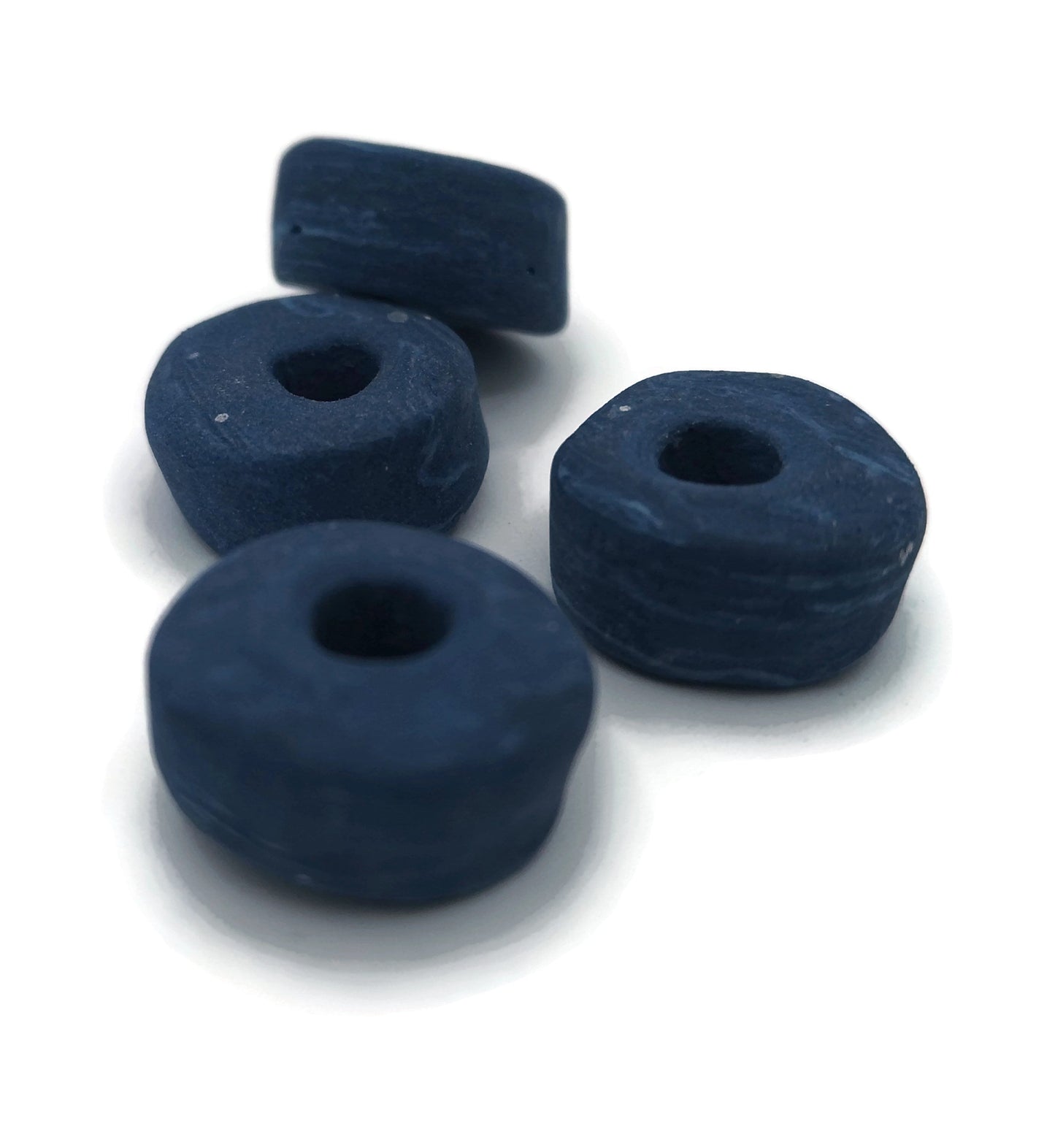 Handmade Ceramic Beads For Jewelry Making, 4 Pcs Clay Beads, Large Hole Beads, Dreadlock Beads, Unique Donut Bead Unusual - Ceramica Ana Rafael