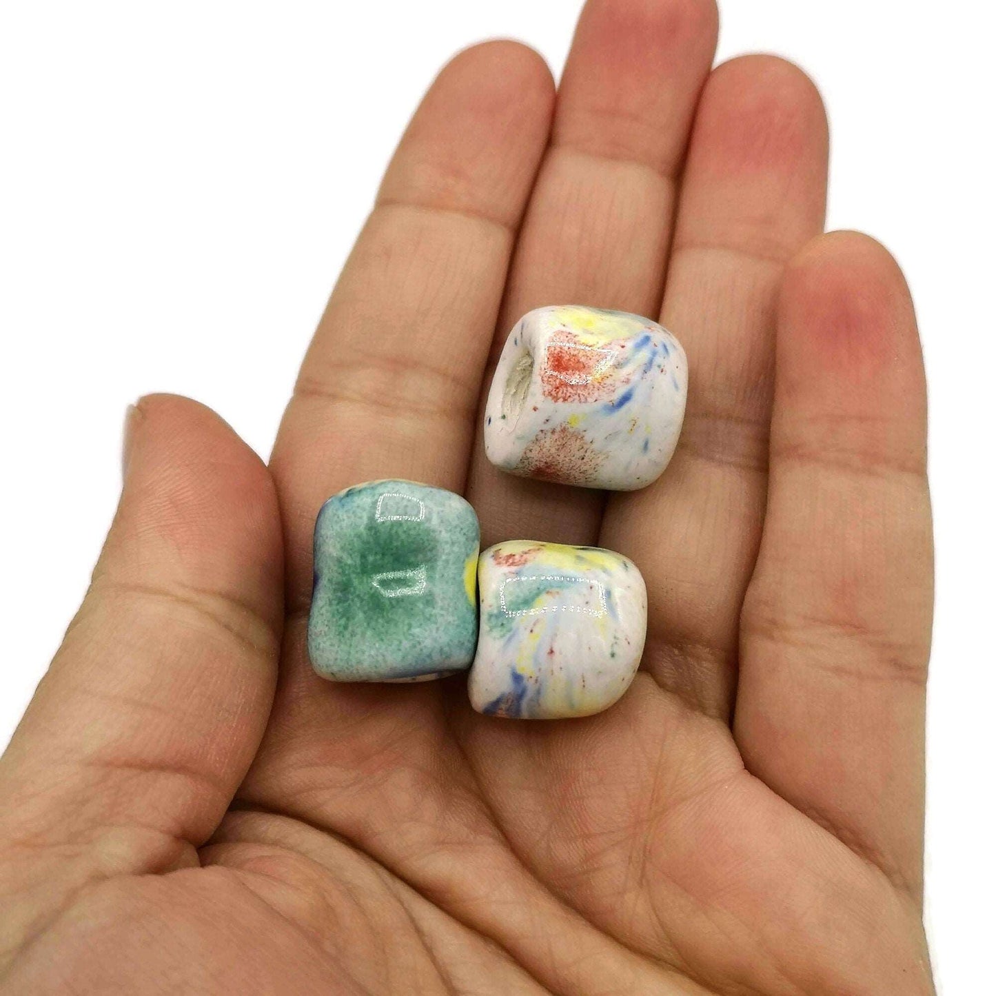1Pc Ceramic Macrame Beads With Large Hole For Jewelry Making, Clay Tube Beads for Bracelets, dreadlock beads braid accessories