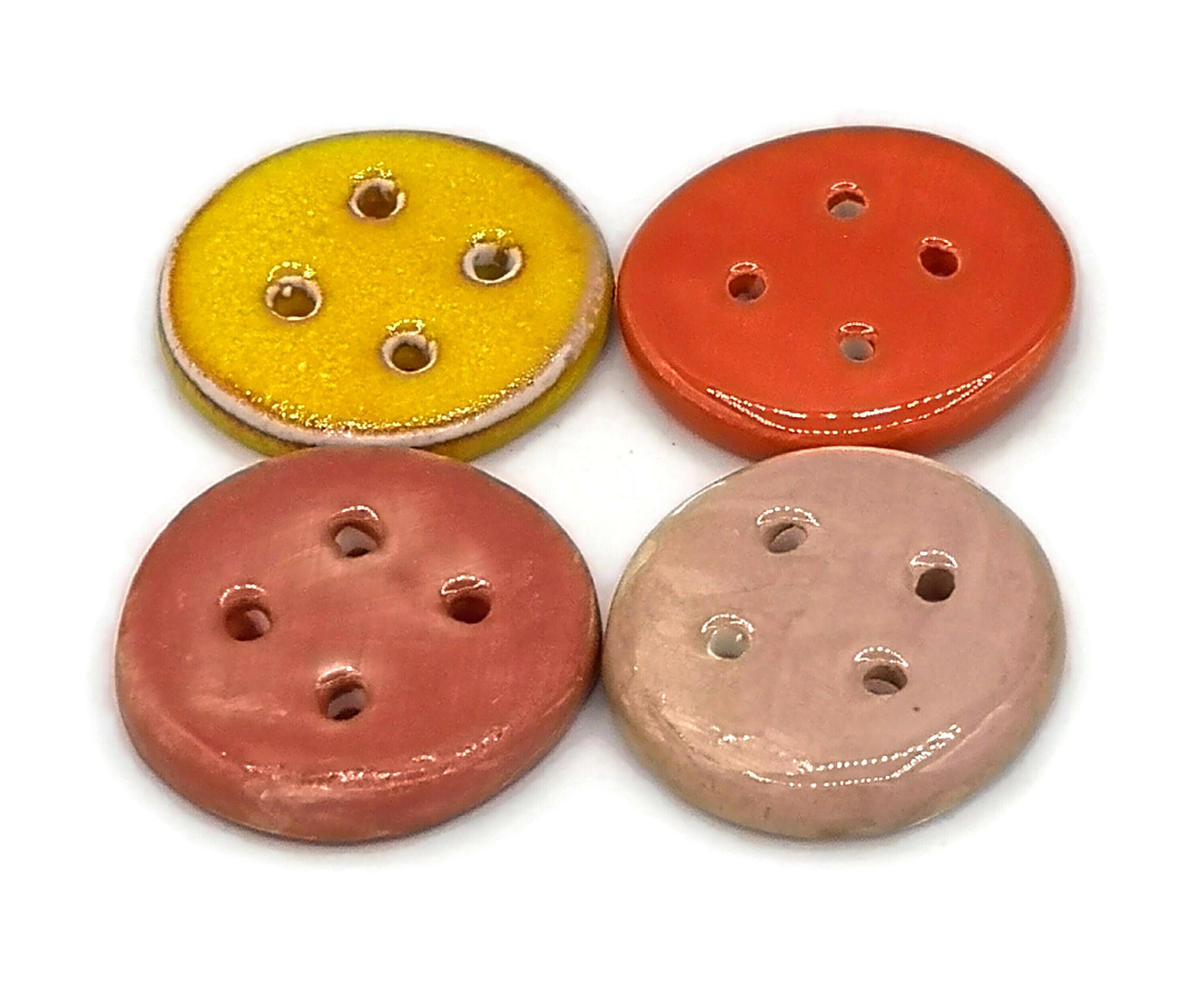 Clay Buttons Lot Of 4, Round Large Sewing Buttons, Jewelry making, Best sellers Sewing Supplies And Notions, Handmade Ceramic Unique Buttons - Ceramica Ana Rafael