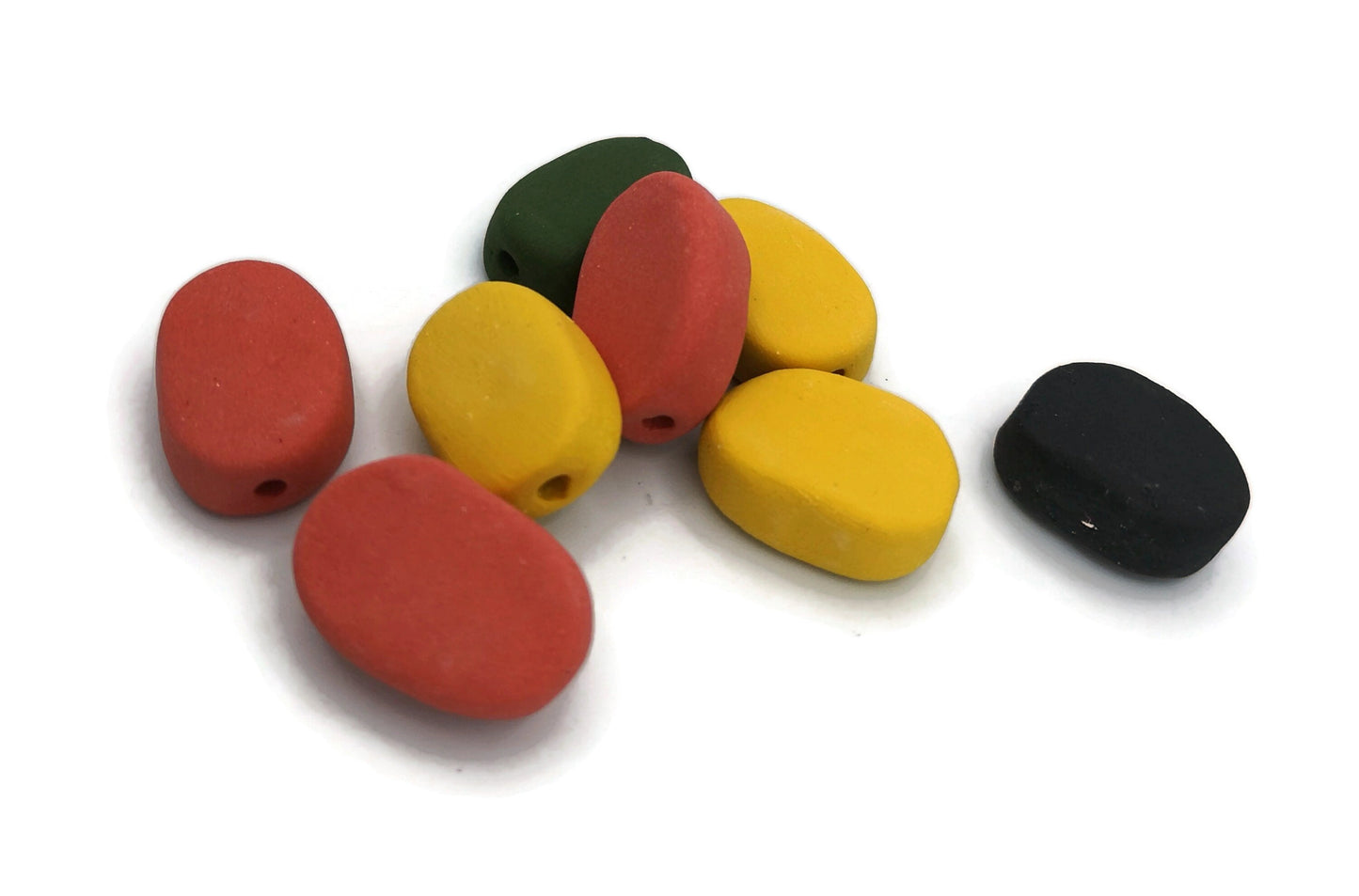 8Pc 20mm Handmade Ceramic Extra Large Oval Beads For Jewelry Making, Assorted Colorful Macrame Beads Large Hole 2 mm, Unique Clay Beads - Ceramica Ana Rafael