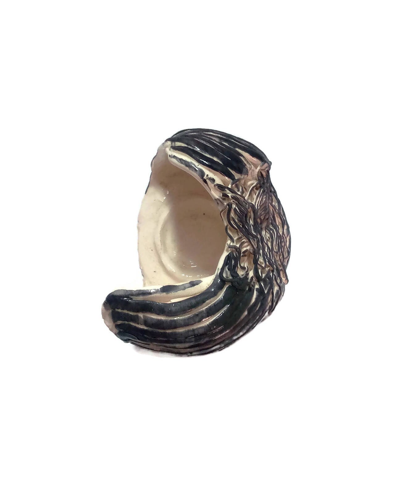 Black And White Handmade Ceramic Candle Holder For Home Decor, Artisan Votive Candle Holder, Abstract Tea Light Holder Gift Idea For Women - Ceramica Ana Rafael