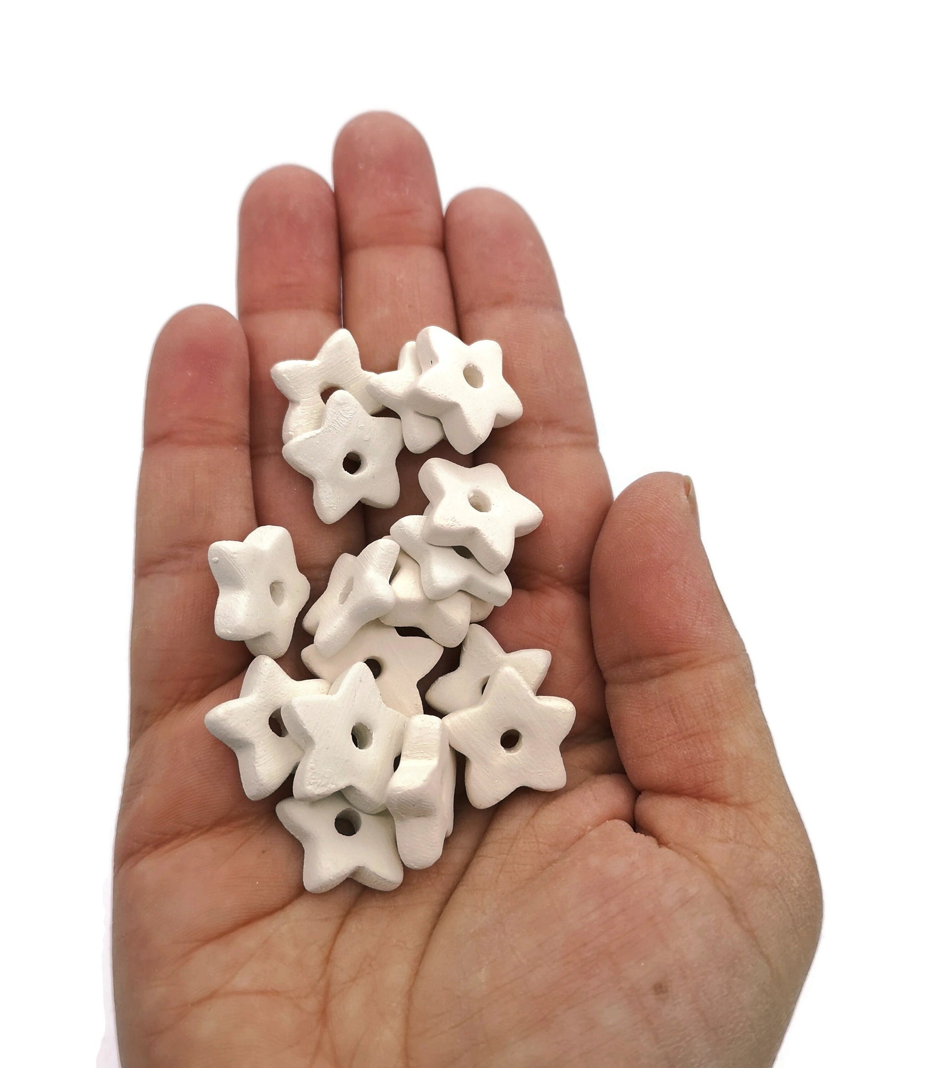 Blank Star Sewing Buttons, Unpainted Handmade Ceramic Bisque Ready To Paint, best sellers celestial buttons for favors ornaments - Ceramica Ana Rafael