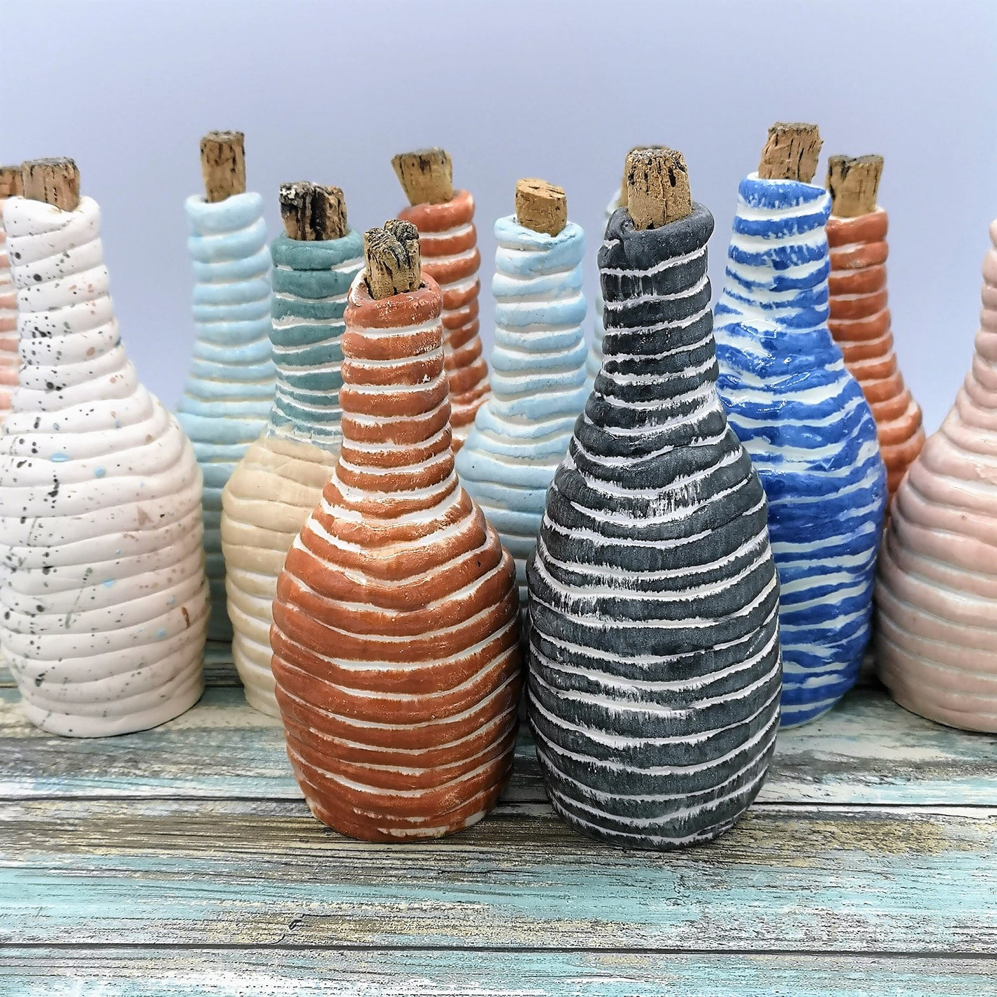 SMALL CERAMIC BOTTLE, Decorative Bottles, Charming Ceramic Bottle With A Natural Cork Stopper, Drinking Bottle 9th Anniversary Gift - Ceramica Ana Rafael