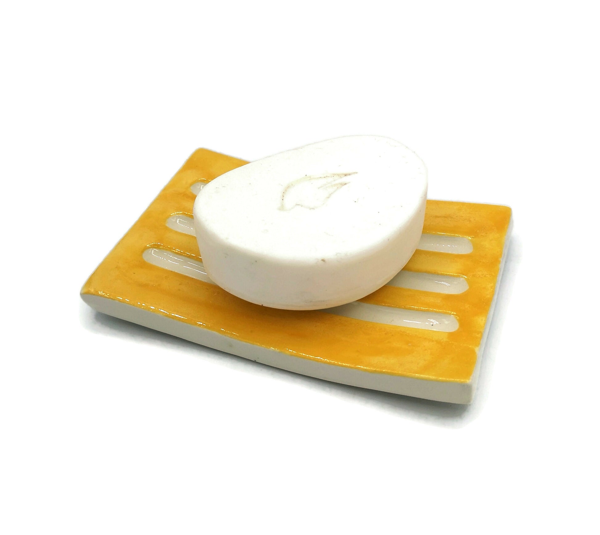 Yellow Handmade Ceramic Soap Dish With Drain For Bathroon, Zero Waste Soap Bar Holder, Artisan Pottery Tray, Decorative Clay Soap Dish - Ceramica Ana Rafael