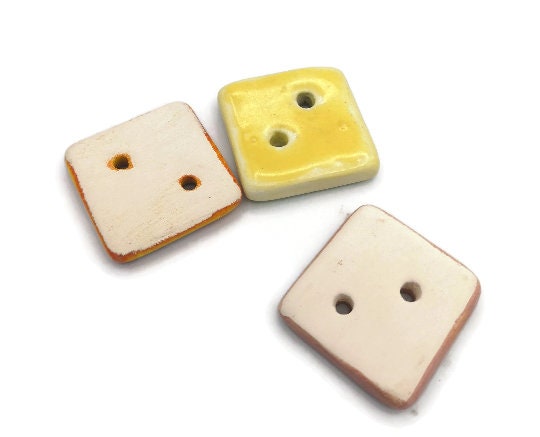 NOVELTY BUTTONS, Handmade Ceramic Sewing Button Lot, Set Of 3 Craft Buttons For Sewing, Fancy Jacket Buttons - Ceramica Ana Rafael