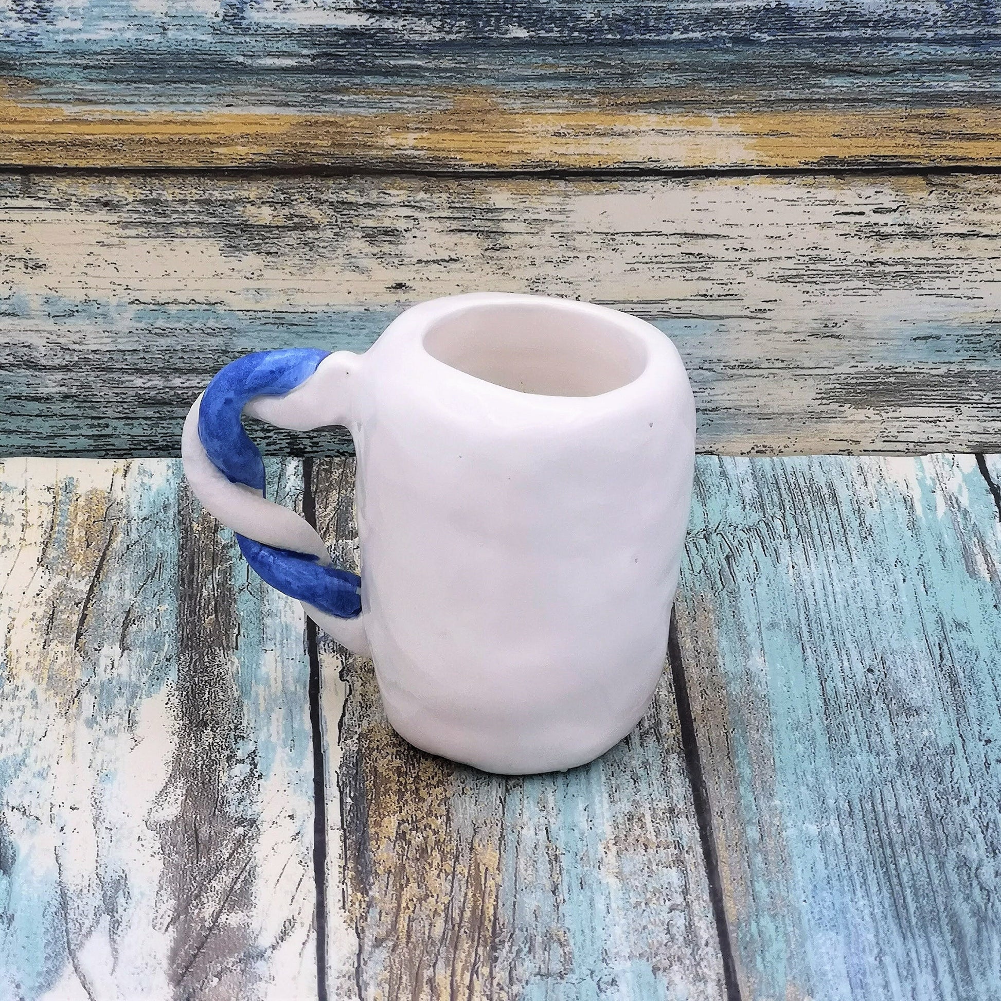 Handmade Ceramic Espresso Cup Hand Painted Blue, Fathers Day Best Gifts For Him, Coffee Lover Gift, Dad Birthday Gift - Ceramica Ana Rafael