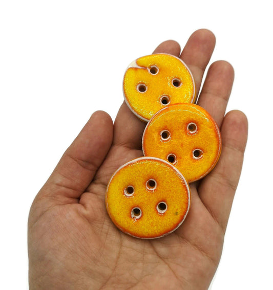 1Pc Extra Large Sewing Buttons Handmade Ceramic Novelty Buttons 40mm, Unique Round Buttons For Coat