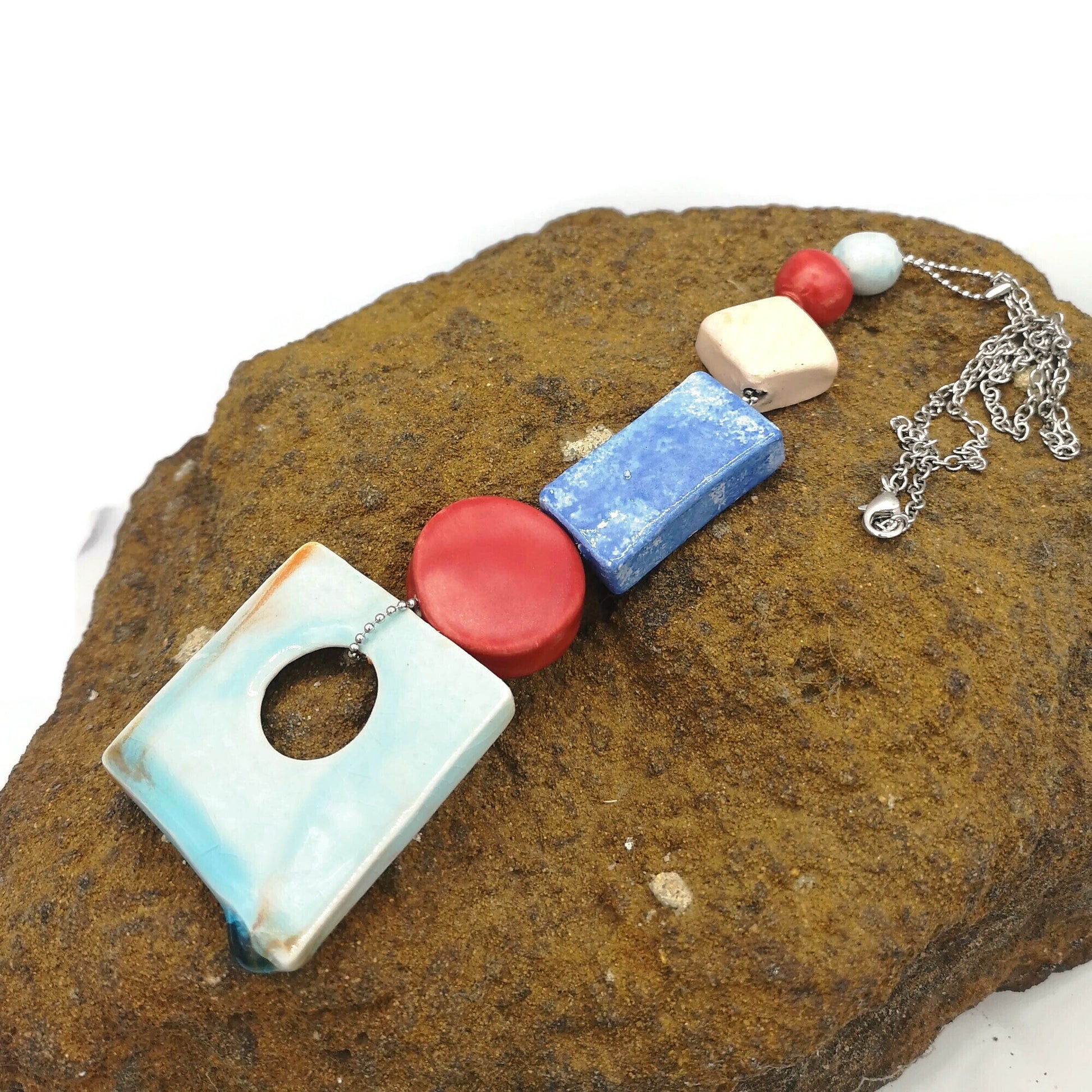 Trendy Statement Necklace Pendant For Women, Aesthetic Birthday Gift For Her, Everyday Necklace, Handmade Ceramic Jewelry Gifts For Her - Ceramica Ana Rafael