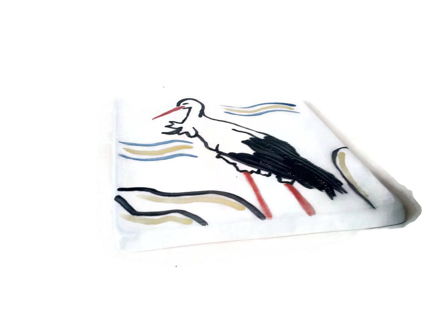 CERAMIC MOSAIC TILE Wall Art, Decorative Bird Tiles With Stork Design, Portuguese Gifts, Housewarming Gift First Home - Ceramica Ana Rafael