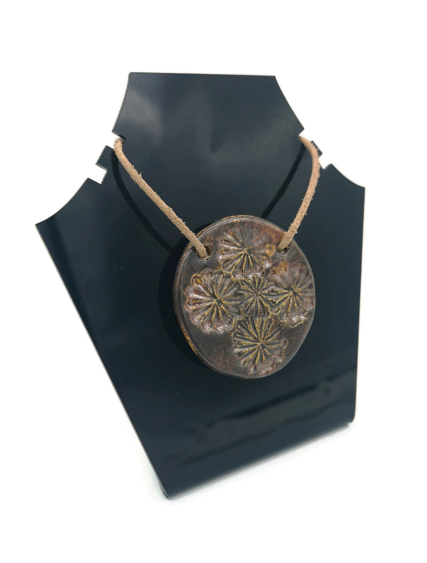 Large Flower Charms For Jewelry Making, Unique Handmade Ceramic Necklace Pendant With Poppy Design, 2 Holes Cute Eclectic Artisan Clay Charm - Ceramica Ana Rafael