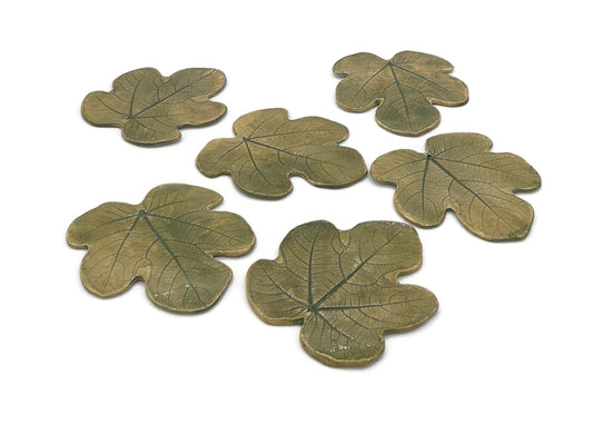 Set Of 6 Handmade Ceramic Green Coasters Fig Leaf Shaped, Housewarming Gift First Home, Mom Birthday Gift From Daughter, Fall Home Decor - Ceramica Ana Rafael