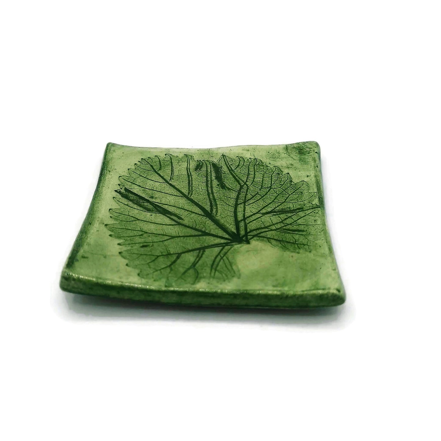 Ceramic candle holder, tealight holder, clay trinket dish, jewelry dish, square tea bag holder, small unique wedding favors - Ceramica Ana Rafael