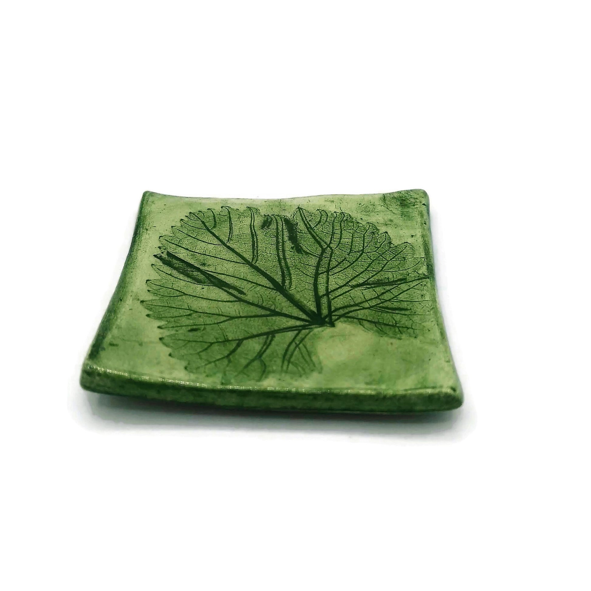 Ceramic candle holder, tealight holder, clay trinket dish, jewelry dish, square tea bag holder, small unique wedding favors - Ceramica Ana Rafael