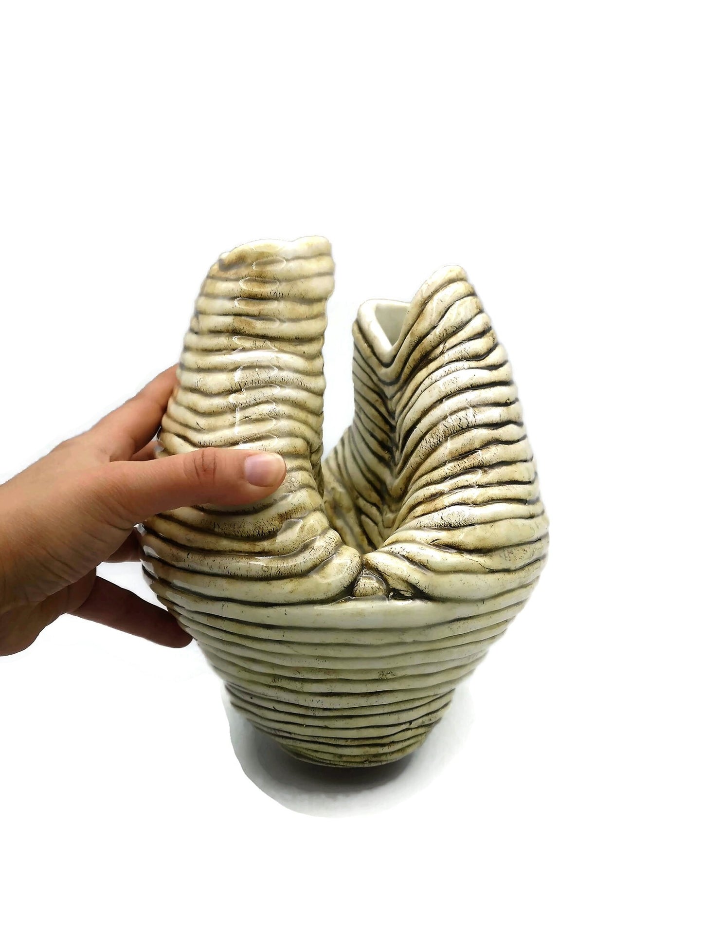 Sculptural Handmade Ceramic Vase, Pottery Vase Irregular Shape, Mom Birthday Gift, Mid Century Modern Abstract Sculpture Vessel - Ceramica Ana Rafael