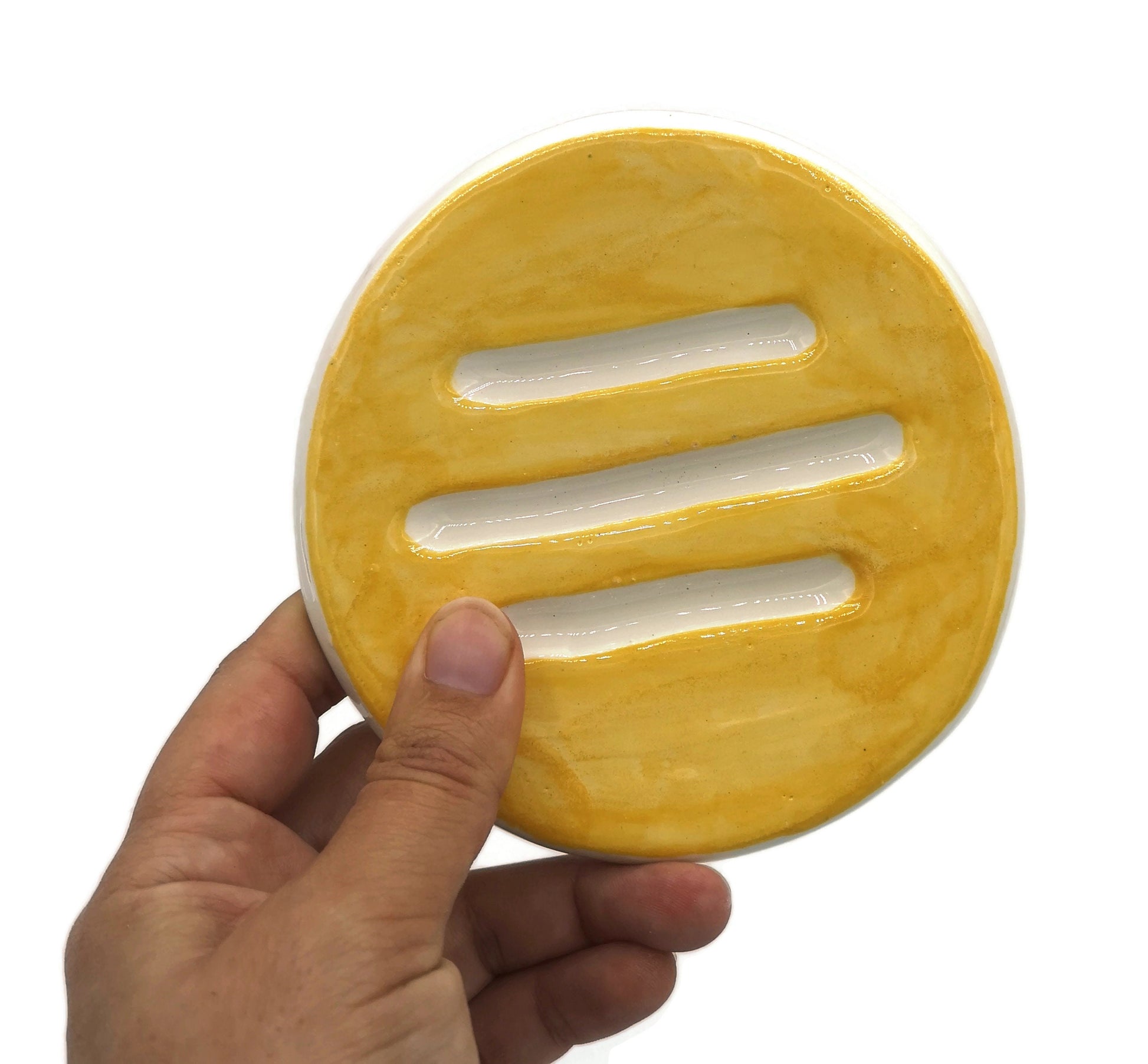 Yellow Handmade Ceramic Soap Dish With Drain, Soap Bar Holder, Eco Friendly Bathroom Accessories, Zero Waste Clay Soap Tray, Unique Pottery - Ceramica Ana Rafael