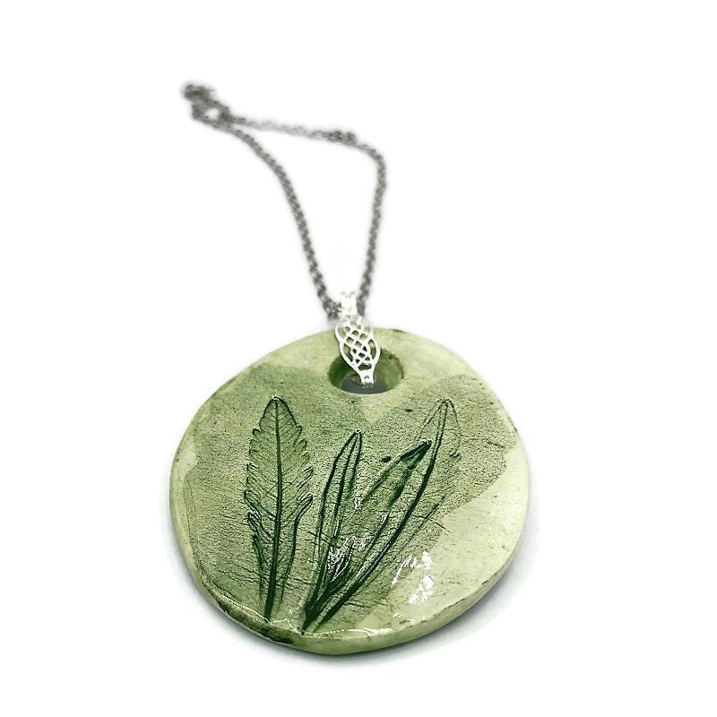 AESTHETIC NECKLACE, CERAMIC Jewelry, Hypoallergenic Vegan Necklace, Porcelain Pendant, Plant Mom Gift, Mothers Day Gift From Daughter - Ceramica Ana Rafael