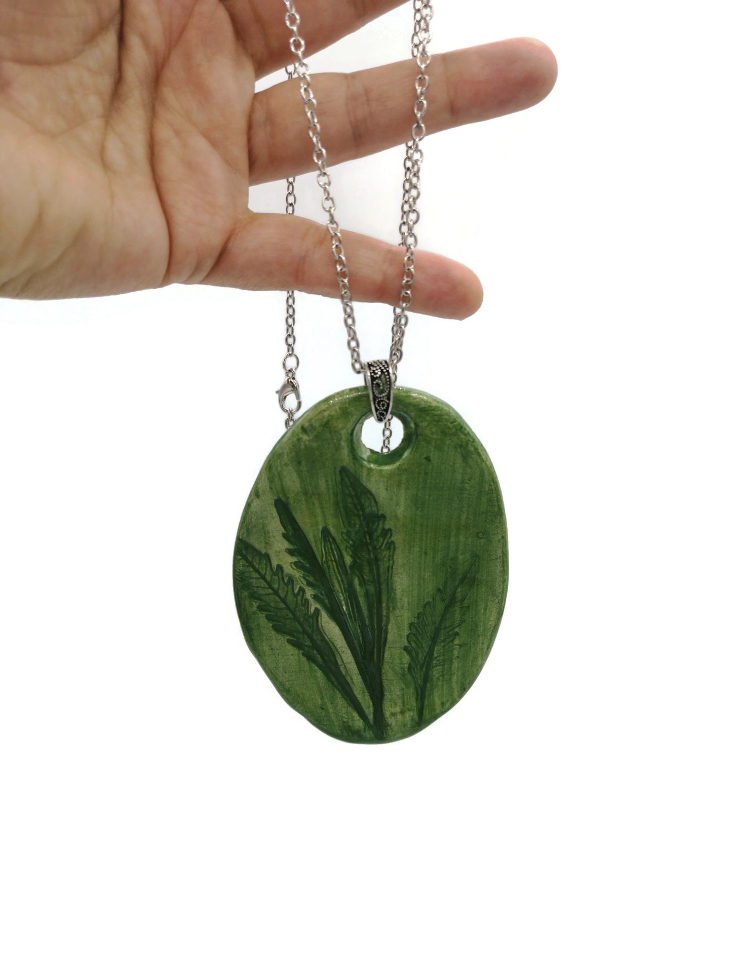 Large Lavender Pendant Necklace For Women, Plant Lover Gift, Aesthetic Necklace Mom Birthday Gift From Daughter, Statement Necklace - Ceramica Ana Rafael