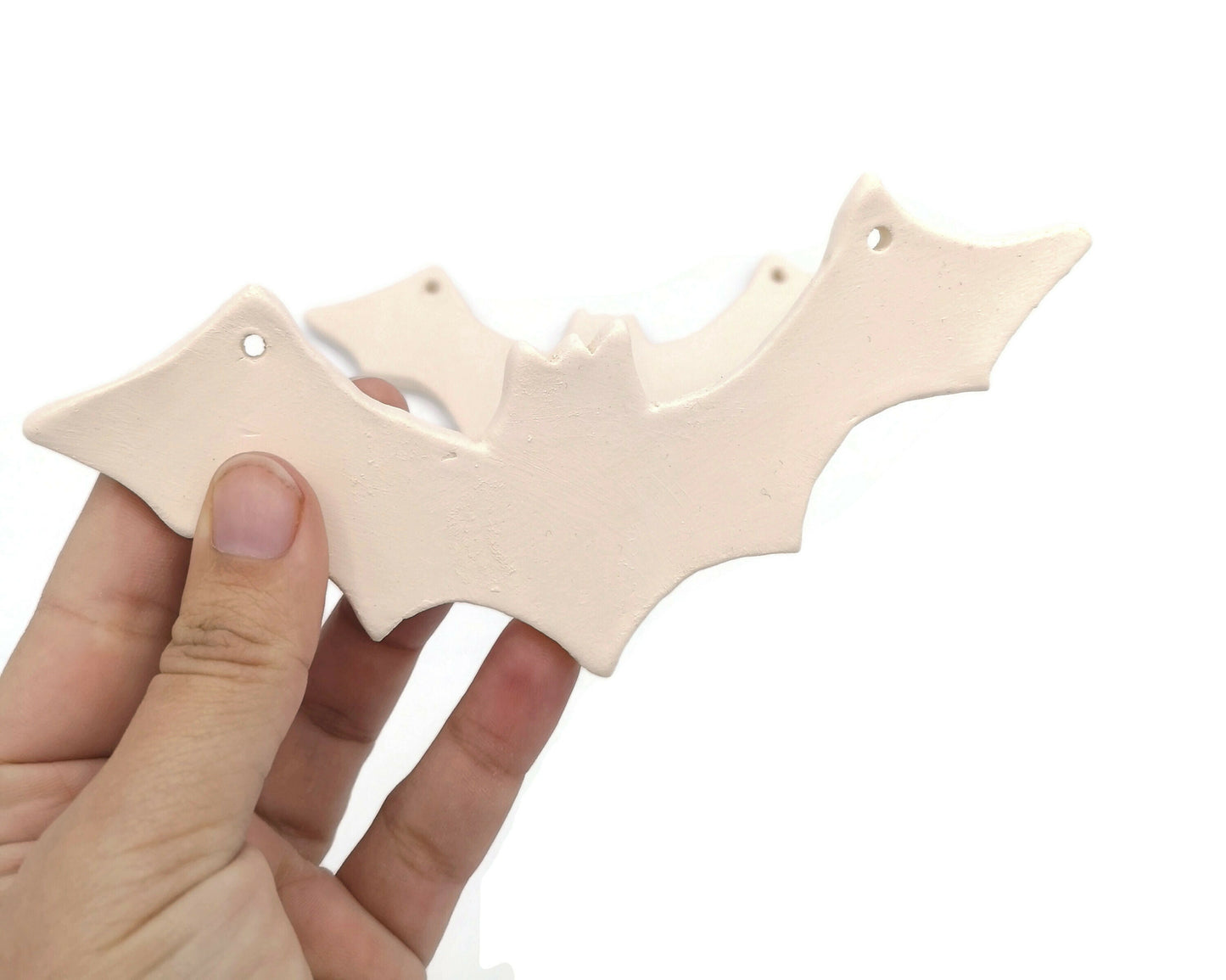 Bat Decor Wall Hanging, set of 2 Clay Ornaments Blank, Halloween Handmade Ceramic Bisque Ready To Paint, Best Sellers Diy Craft Kit - Ceramica Ana Rafael