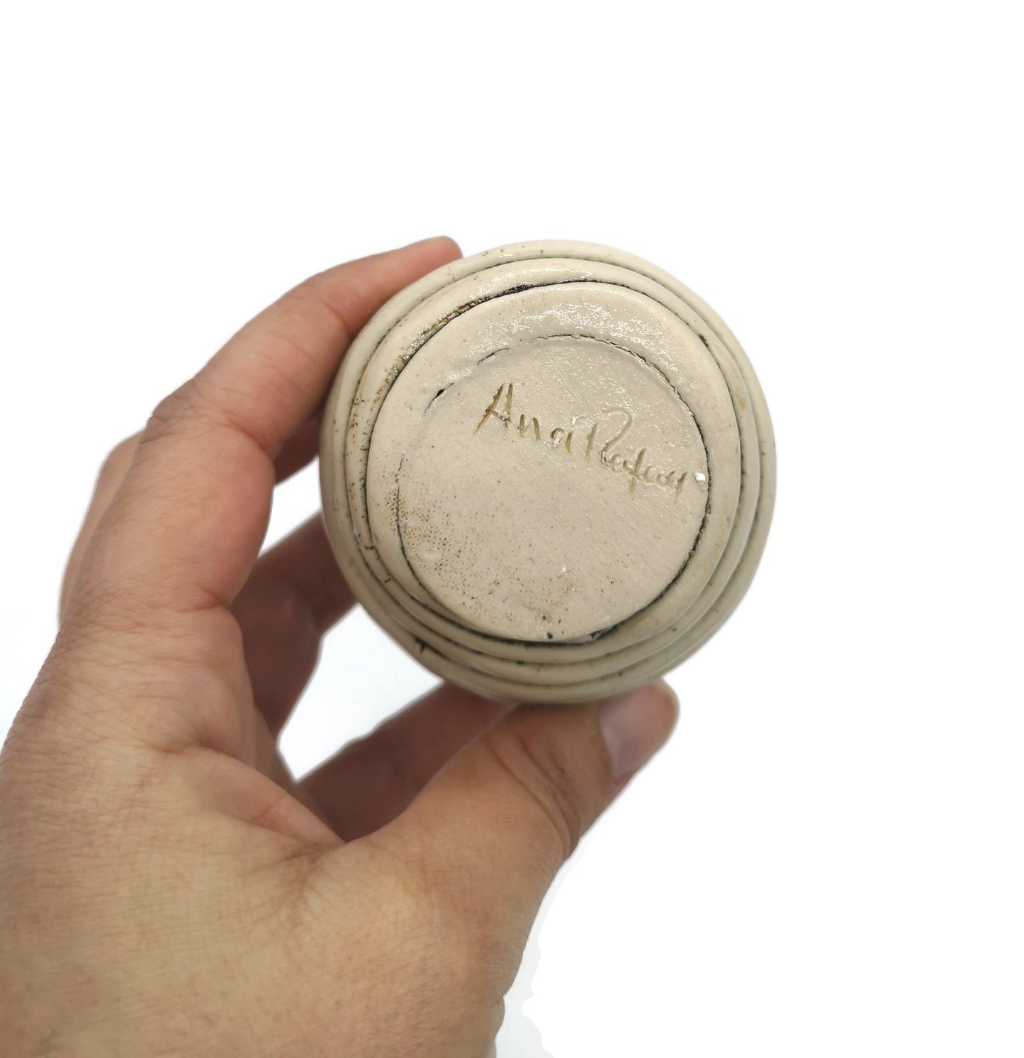 Handmade Ceramic Mini Bottle, Tiny Pottery Vase, Housewarming Gift, Beige Miniature Bottle Textured Irregular Shape - Ceramica Ana Rafael