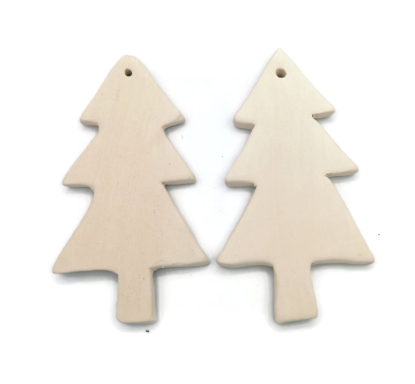 Set Of 2 DIY Ceramic Christmas Tree Ornaments Craft Kit, Unpainted Ceramic Bisque Ready To Paint - Ceramica Ana Rafael