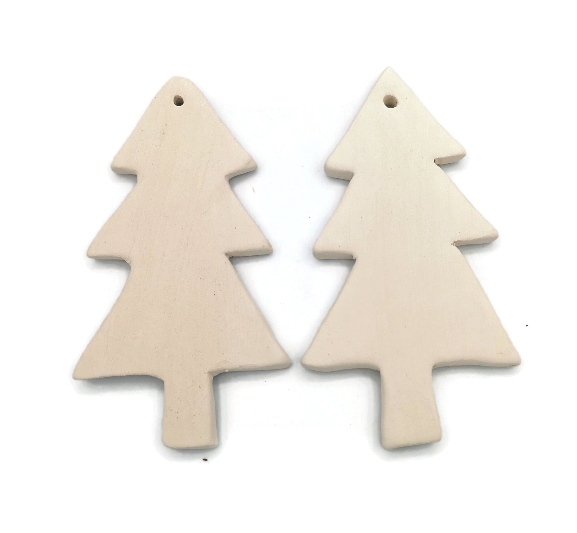 Set Of 2 DIY Ceramic Christmas Tree Ornaments Craft Kit, Unpainted Ceramic Bisque Ready To Paint - Ceramica Ana Rafael