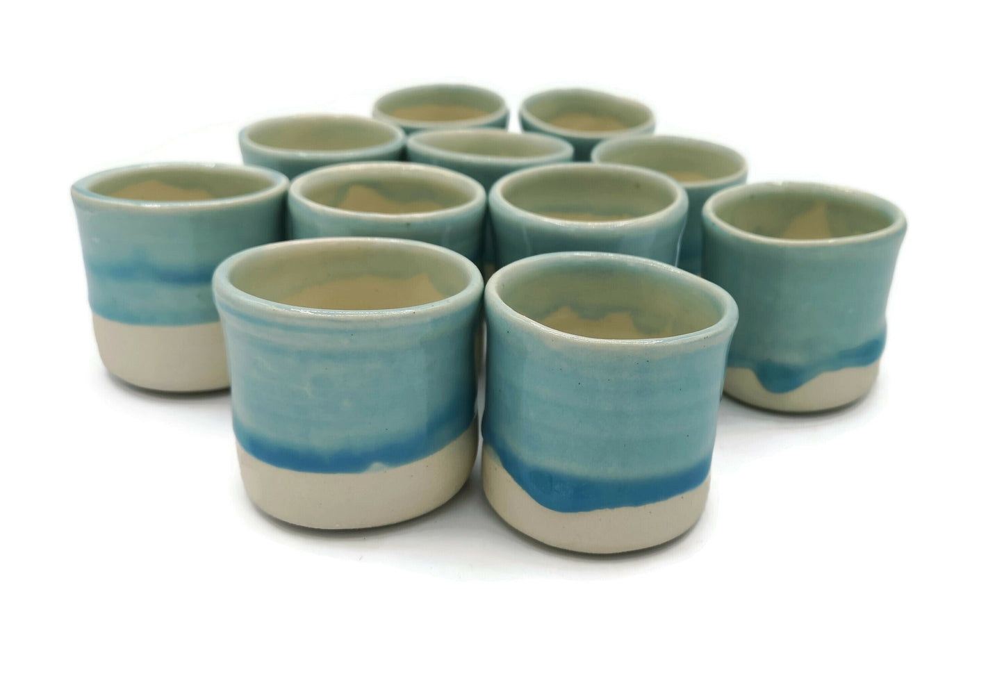 Handmade Ceramic Espresso Cup, Turquoise Blue Stoneware Mug Without Handle, Dishwasher Safe Coffee Cup And Saucer, Unique Best Gifts For Him - Ceramica Ana Rafael