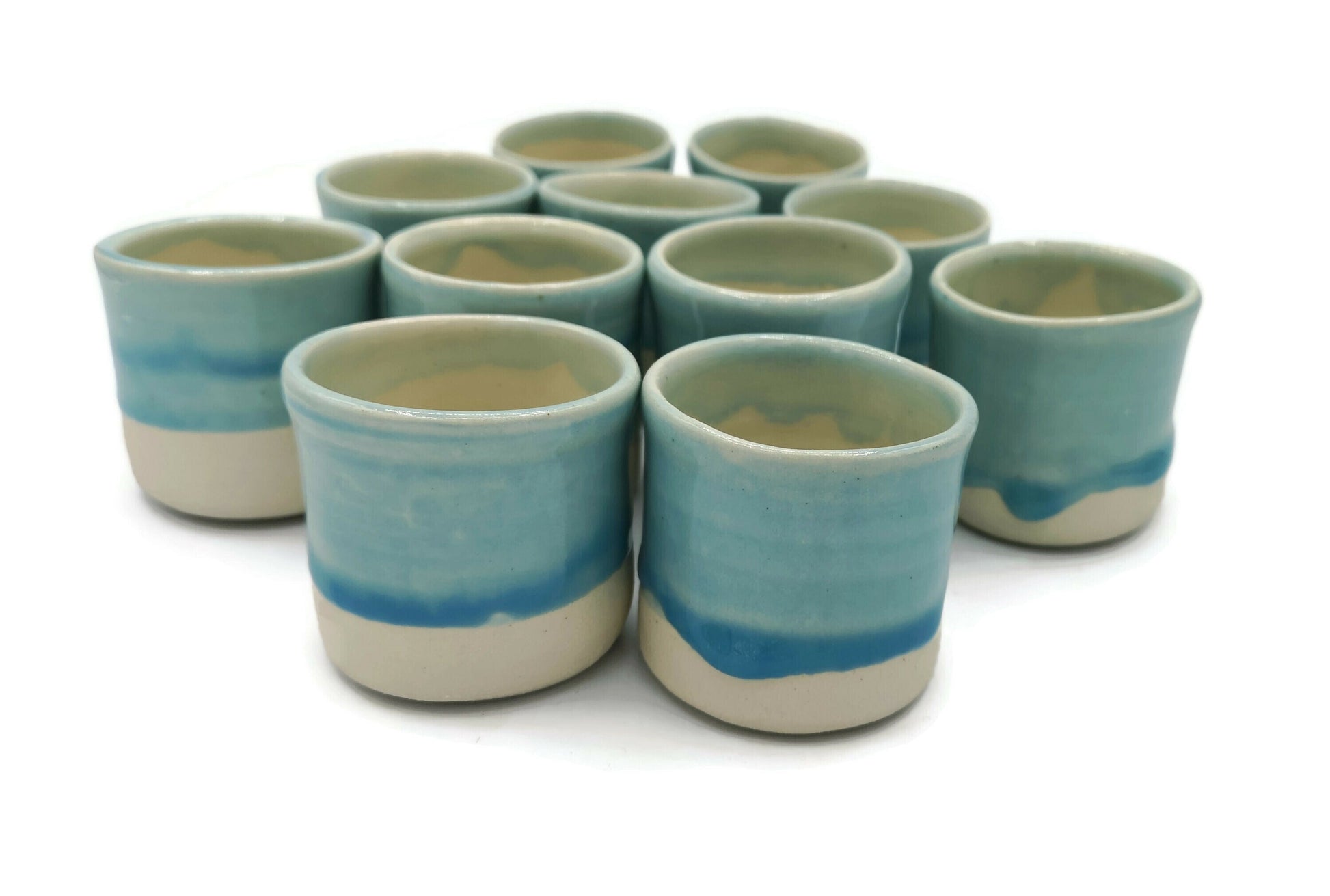 Handmade Ceramic Espresso Cup, Turquoise Blue Stoneware Mug Without Handle, Dishwasher Safe Coffee Cup And Saucer, Unique Best Gifts For Him - Ceramica Ana Rafael