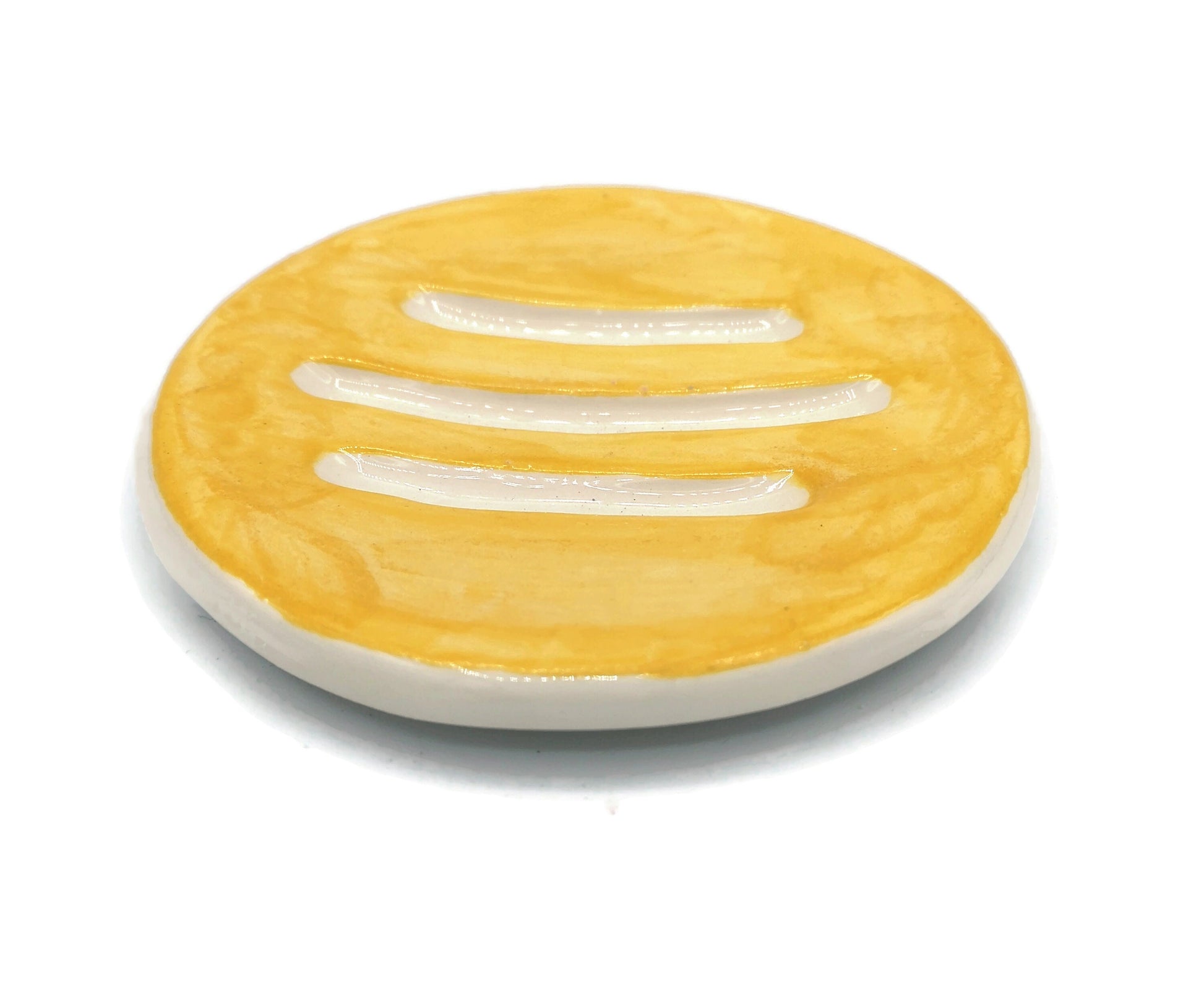 Yellow Handmade Ceramic Soap Dish With Drain, Soap Bar Holder, Eco Friendly Bathroom Accessories, Zero Waste Clay Soap Tray, Unique Pottery - Ceramica Ana Rafael