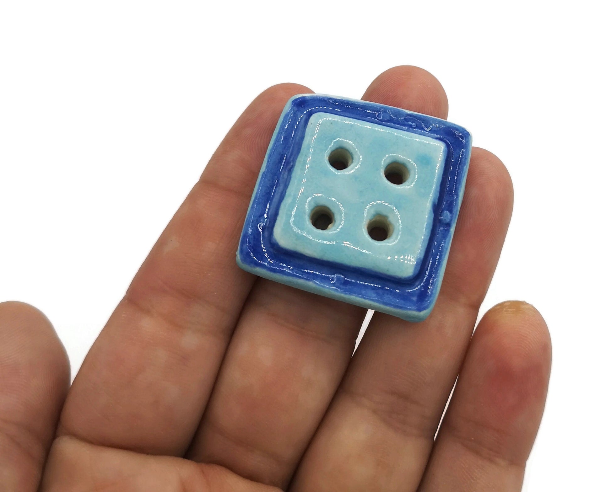 Large Buttons, Handmade Ceramic Sewing Buttons, Flat Buttons, Fancy Blouse Buttons, Blue Sewing Supplies And Notions - Ceramica Ana Rafael