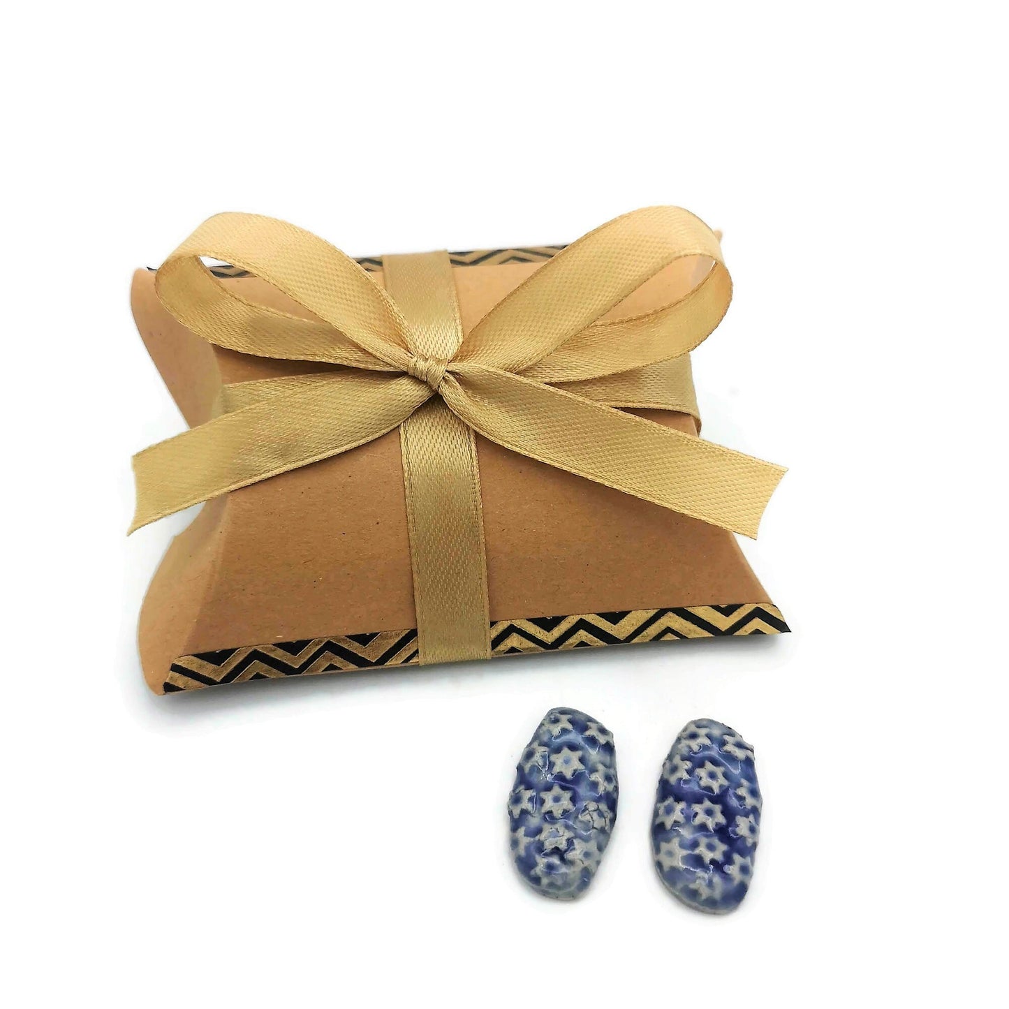 Blue Clay Unique Stud Earrings For Women, Handmade Jewelry Best Gifts For Her, Novelty Earrings, Aesthetic Minimalist Funky Stocking Stuffer - Ceramica Ana Rafael