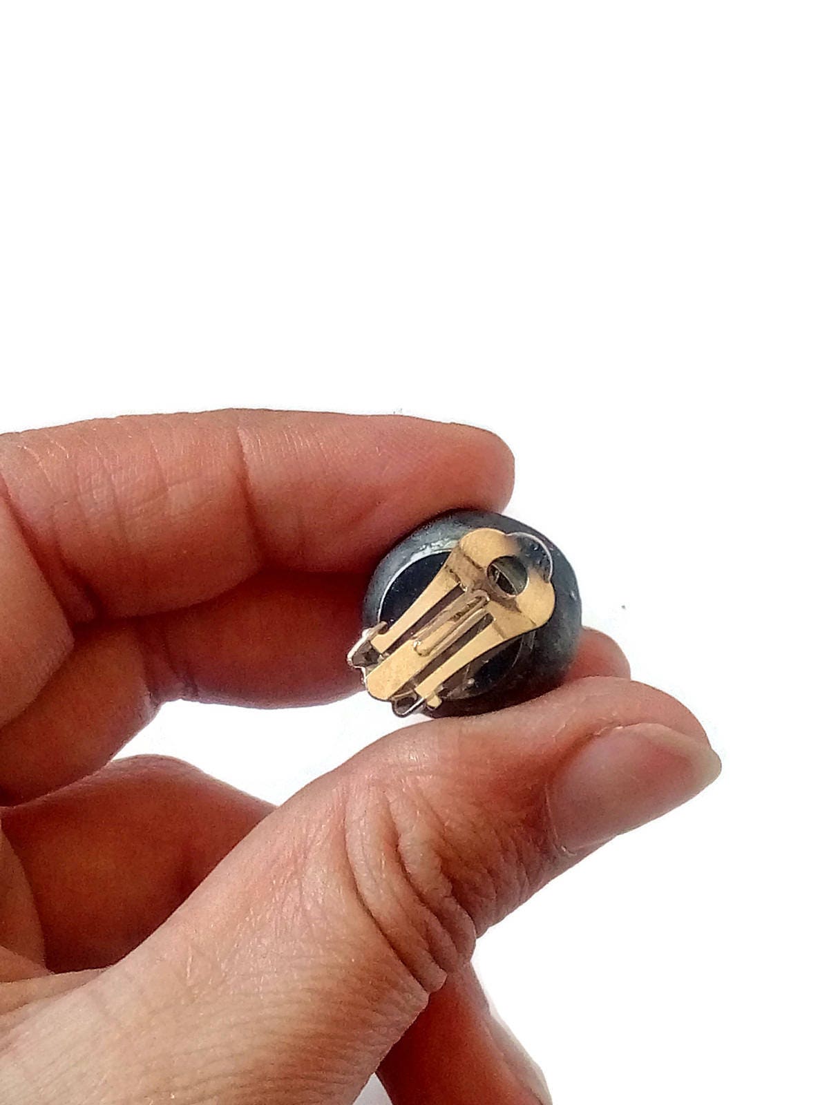 Black and Yellow Floral Clip On Earrings For Non Pierced Ears, Hand Painted Clay Stud Earrings, Handmade Jewelry For Mothers Day Gift - Ceramica Ana Rafael